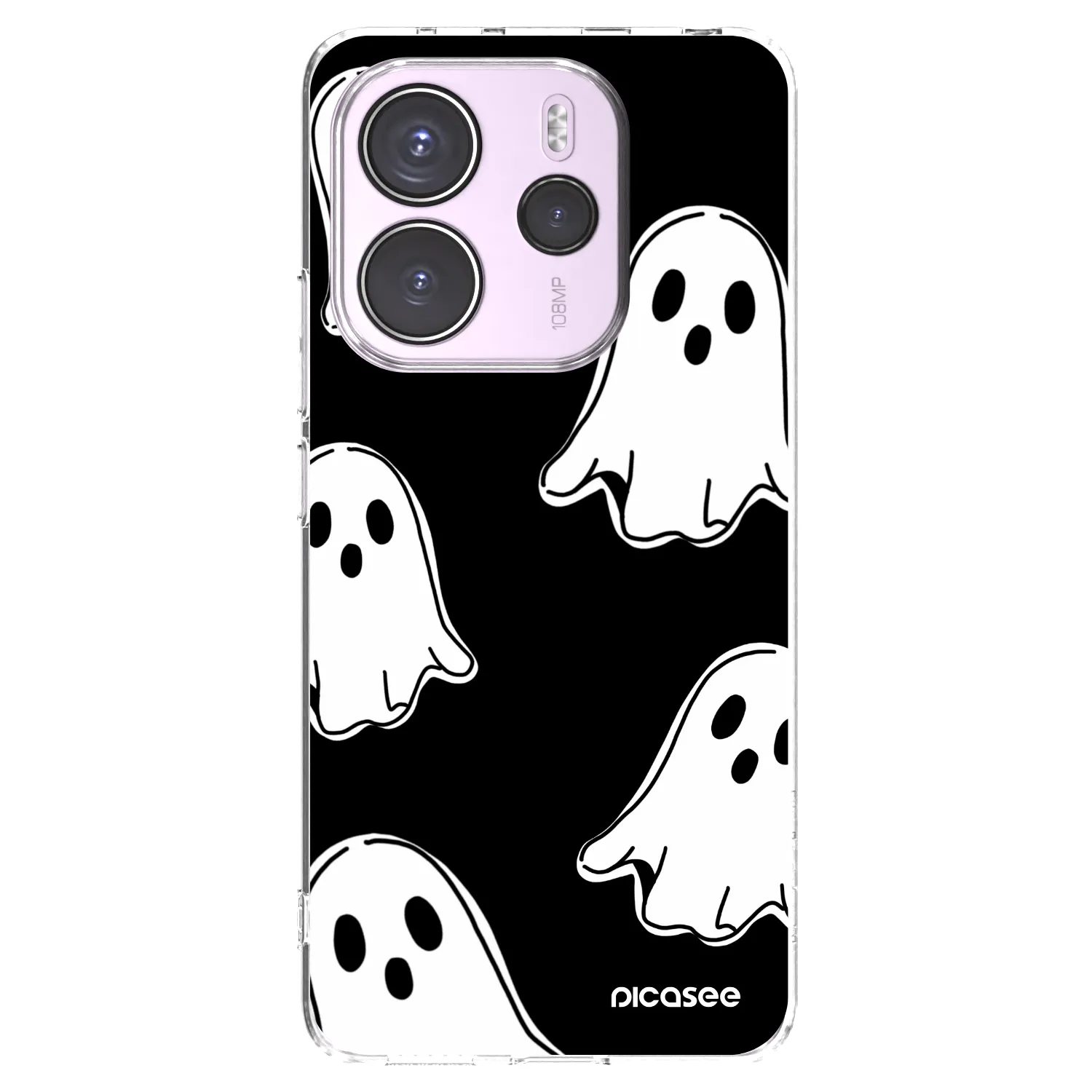 Picasee silikonska prozirna maskica za Xiaomi Redmi Note 14 4G - Black ghosts