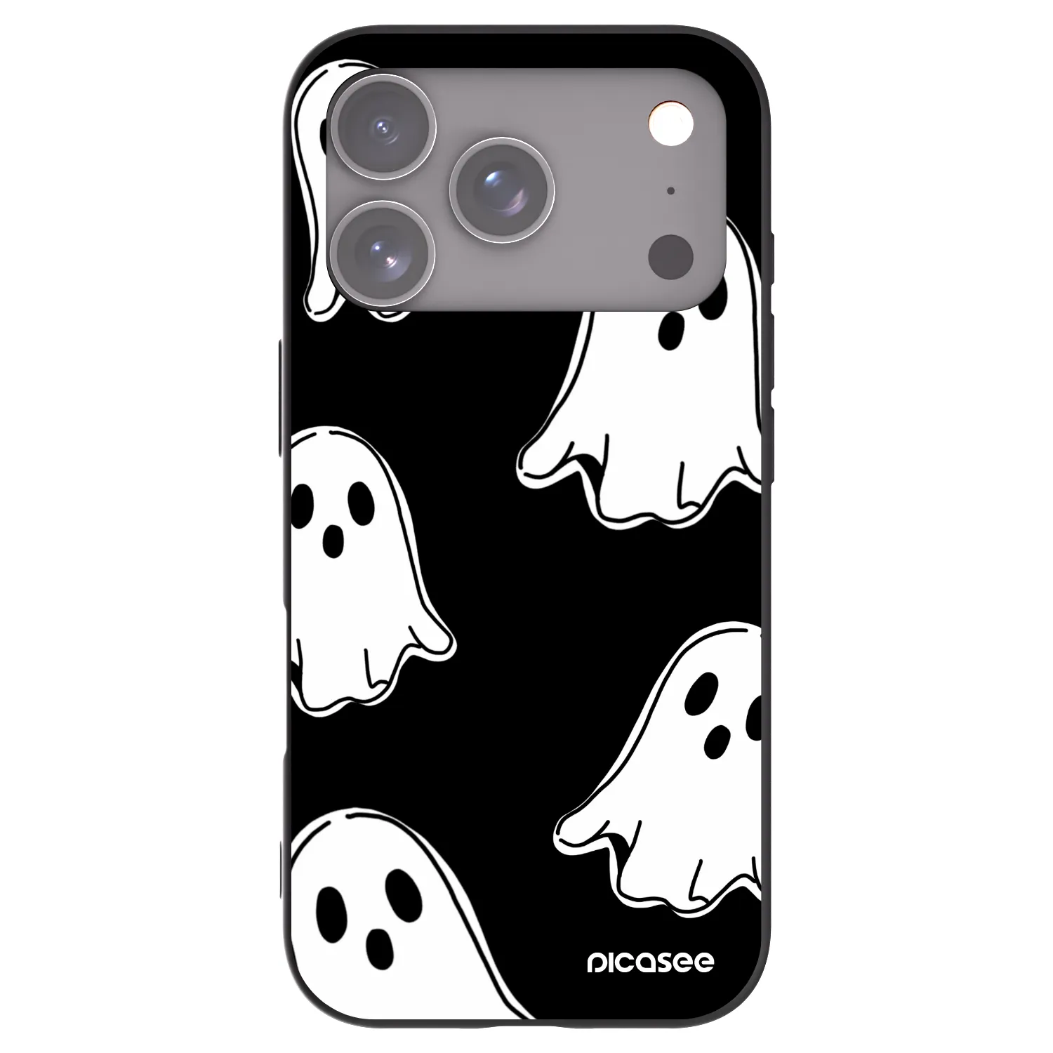 Picasee crna silikonska maskica za Apple iPhone 17 Pro - Black ghosts