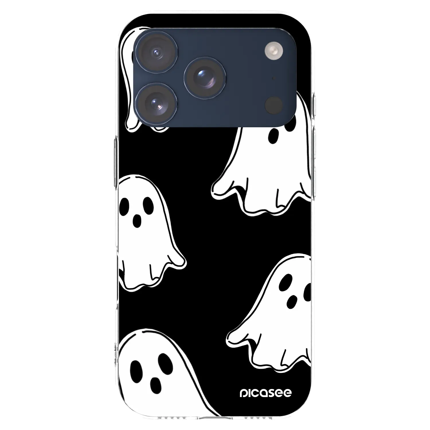 Picasee silikonska prozirna maskica za Apple iPhone 17 Pro - Black ghosts