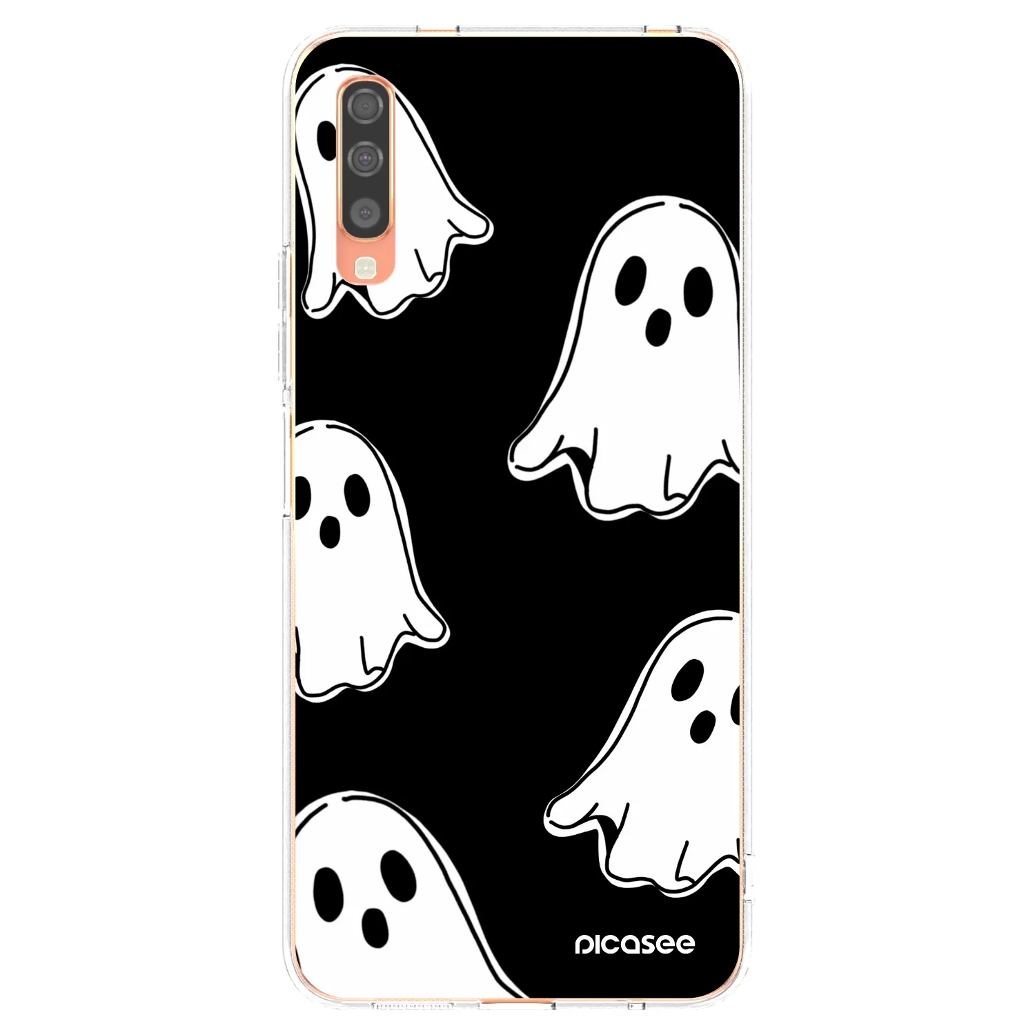 Picasee silikonska prozirna maskica za Samsung Galaxy A70 A705F - Black ghosts
