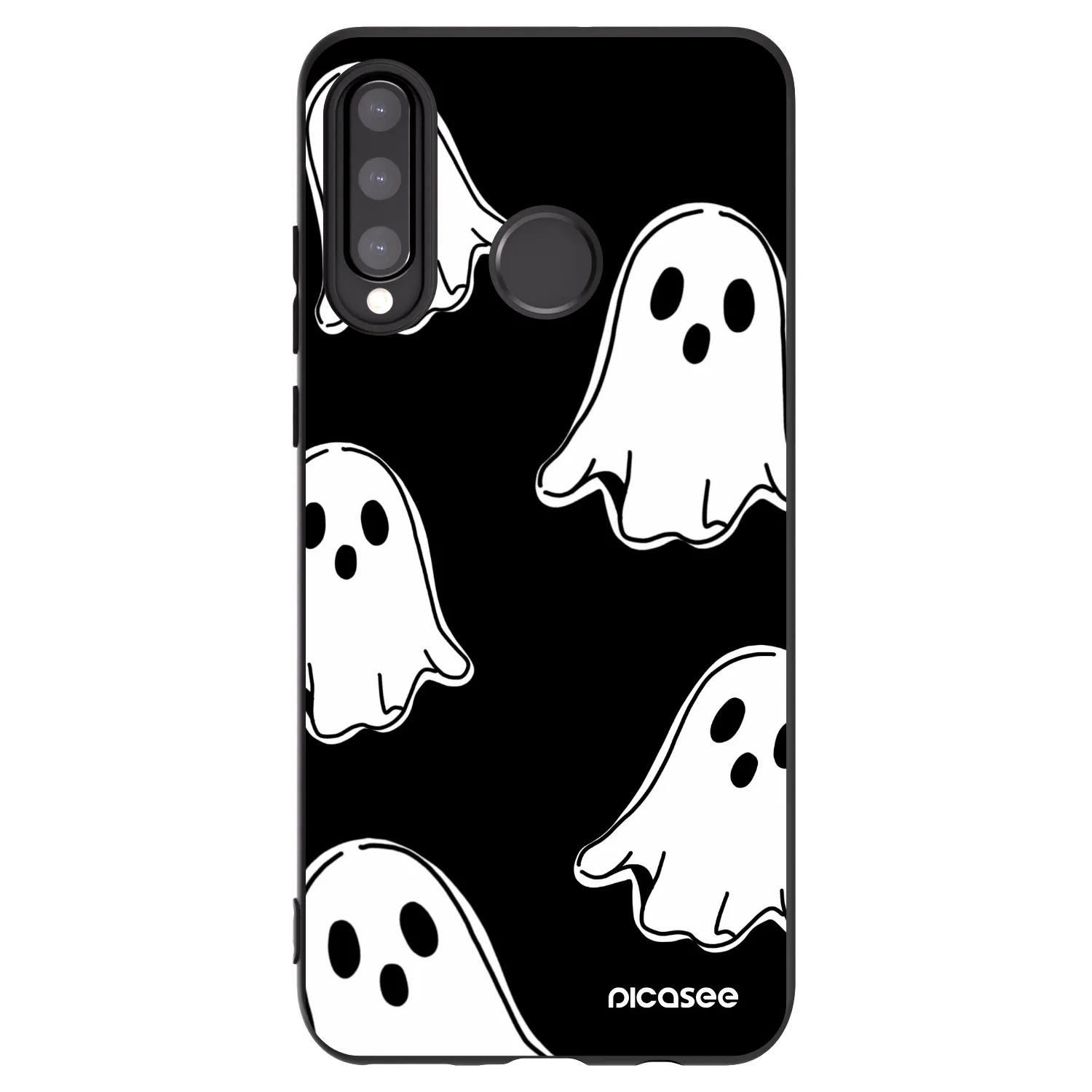 Picasee crna silikonska maskica za Huawei P30 Lite - Black ghosts