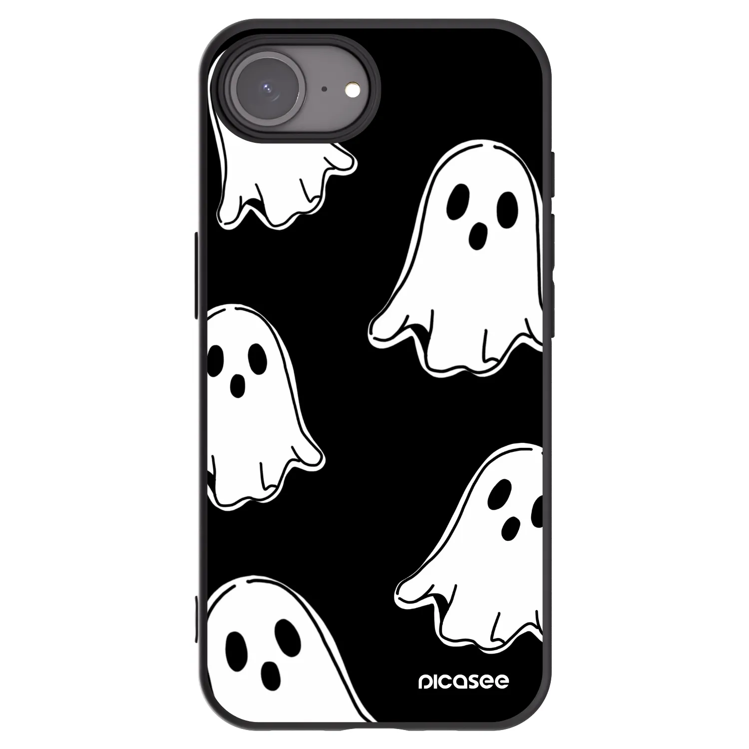 Picasee crna silikonska maskica za Apple iPhone 17e - Black ghosts