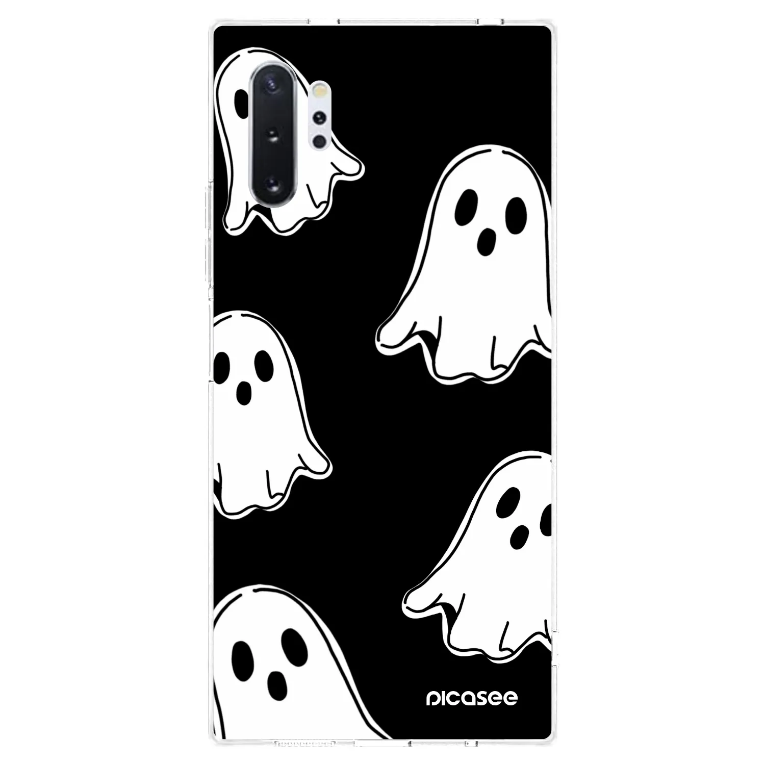Picasee silikonska prozirna maskica za Samsung Galaxy Note 10+ N975F - Black ghosts