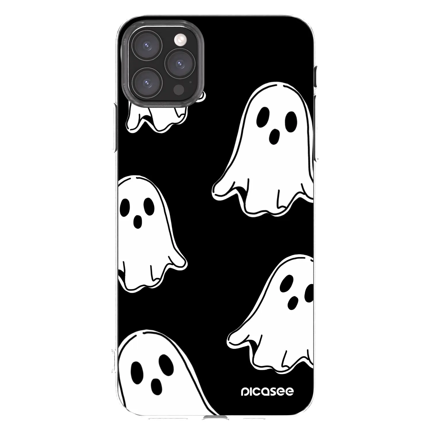 Picasee silikonska prozirna maskica za Apple iPhone 11 Pro Max - Black ghosts
