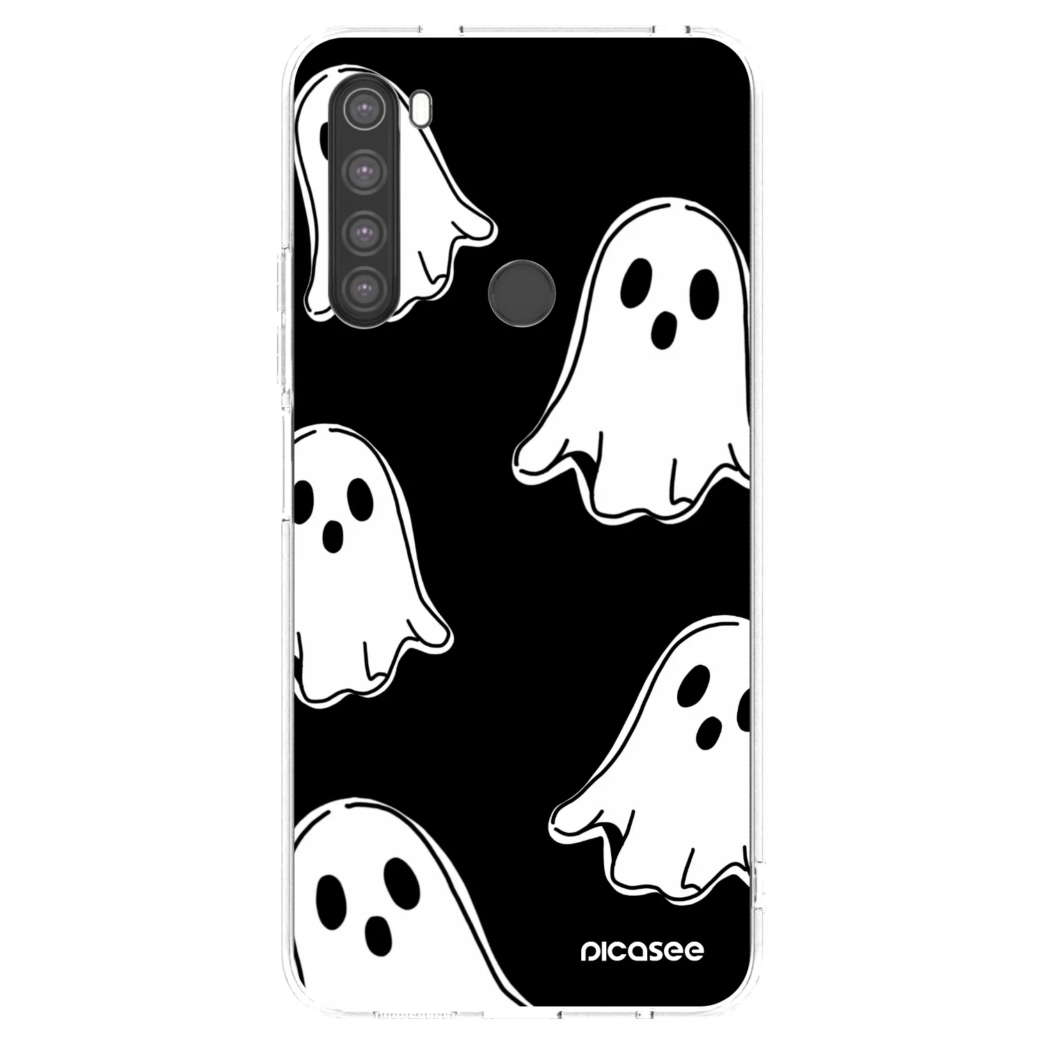 Picasee silikonska prozirna maskica za Xiaomi Redmi Note 8 - Black ghosts