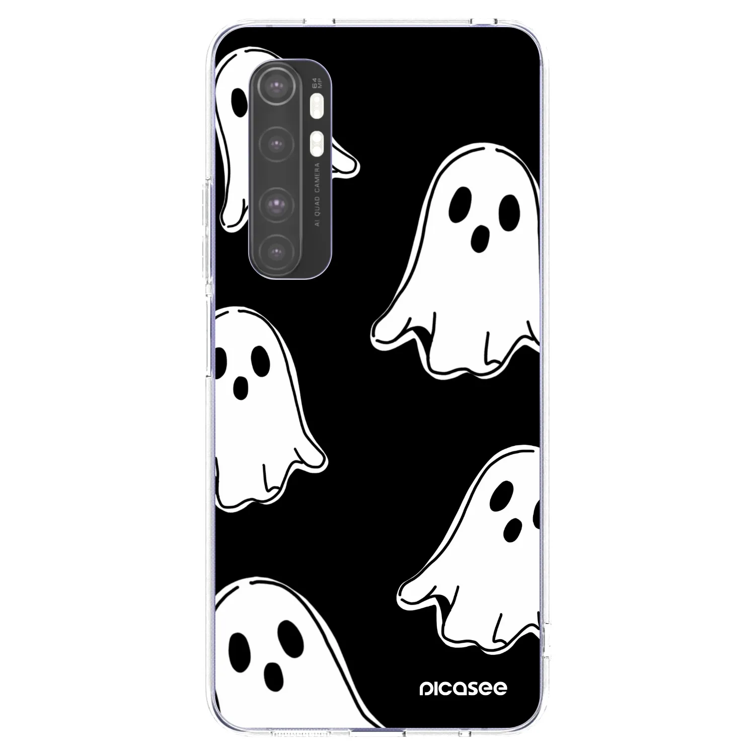 Picasee silikonska prozirna maskica za Xiaomi Mi Note 10 Lite - Black ghosts