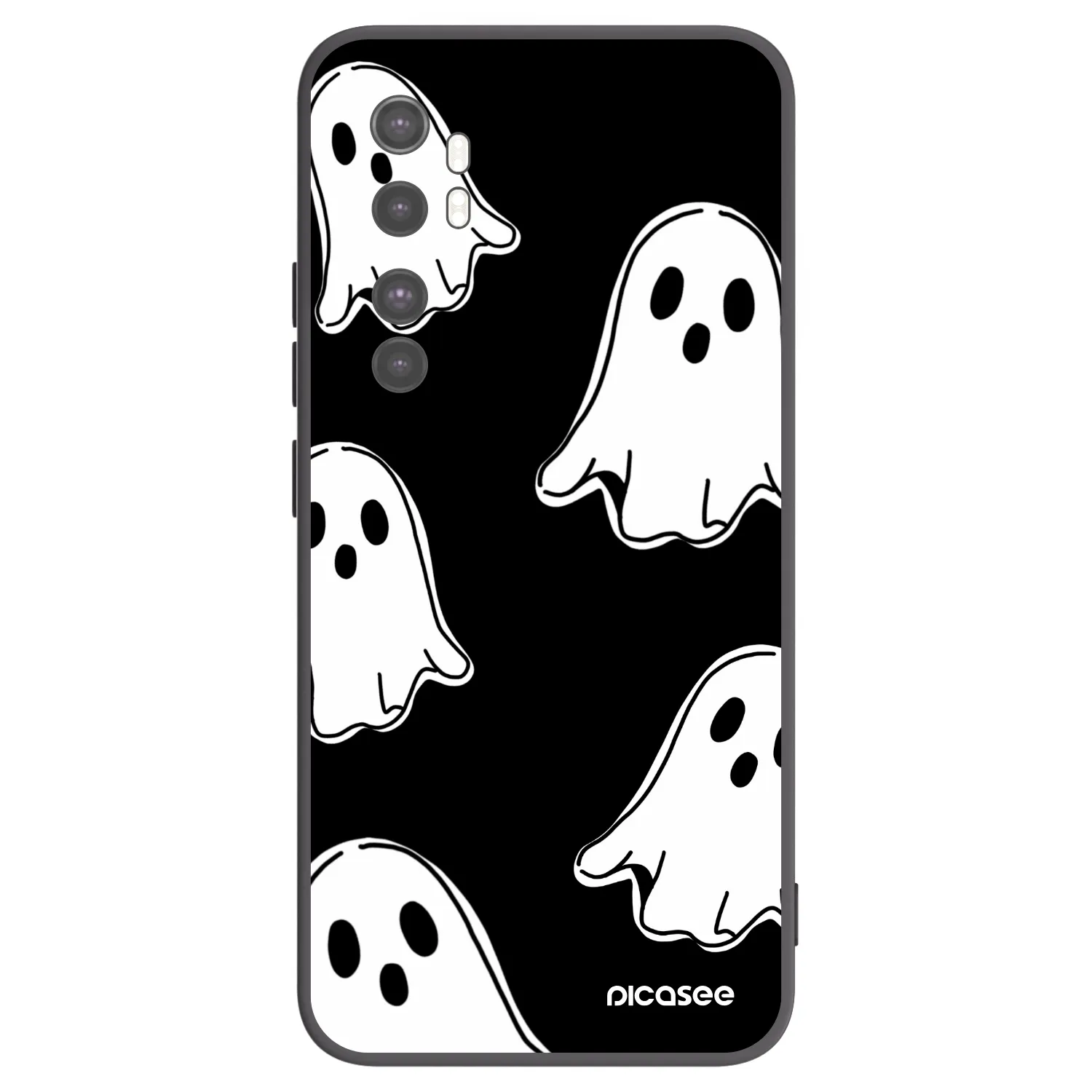Picasee crna silikonska maskica za Xiaomi Mi Note 10 Lite - Black ghosts