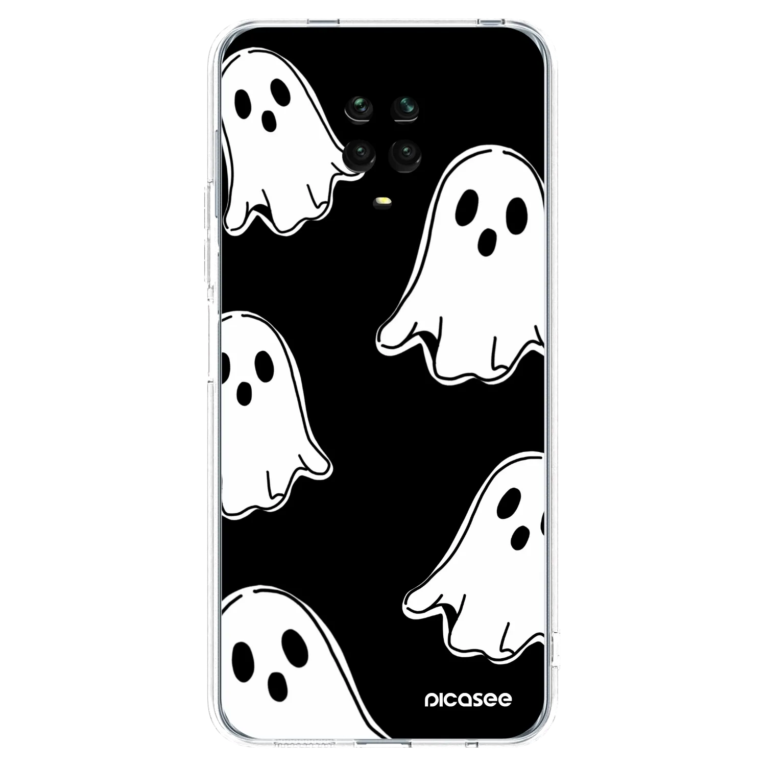 Picasee silikonska prozirna maskica za Xiaomi Redmi Note 9S - Black ghosts