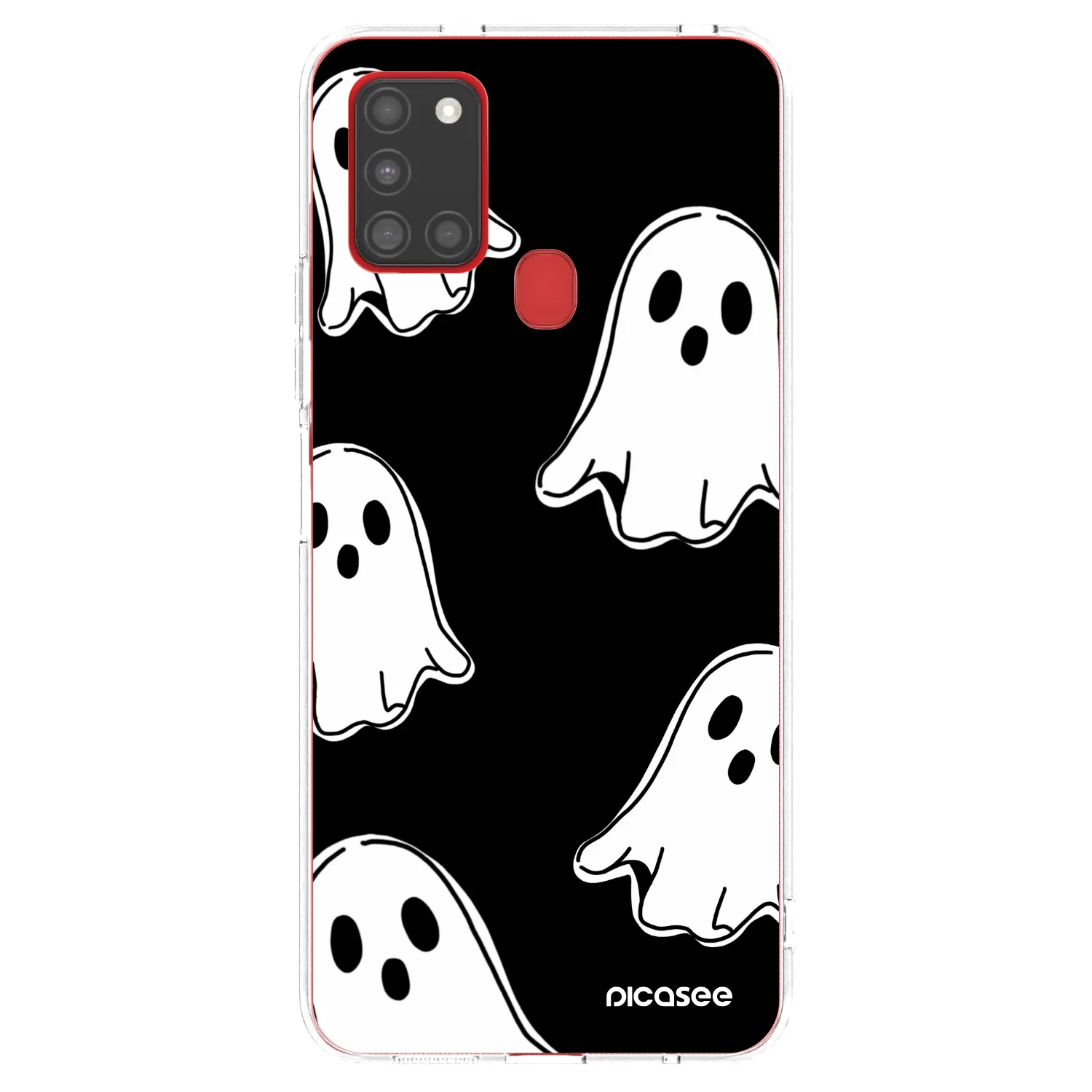 Picasee silikonska prozirna maskica za Samsung Galaxy A21s - Black ghosts