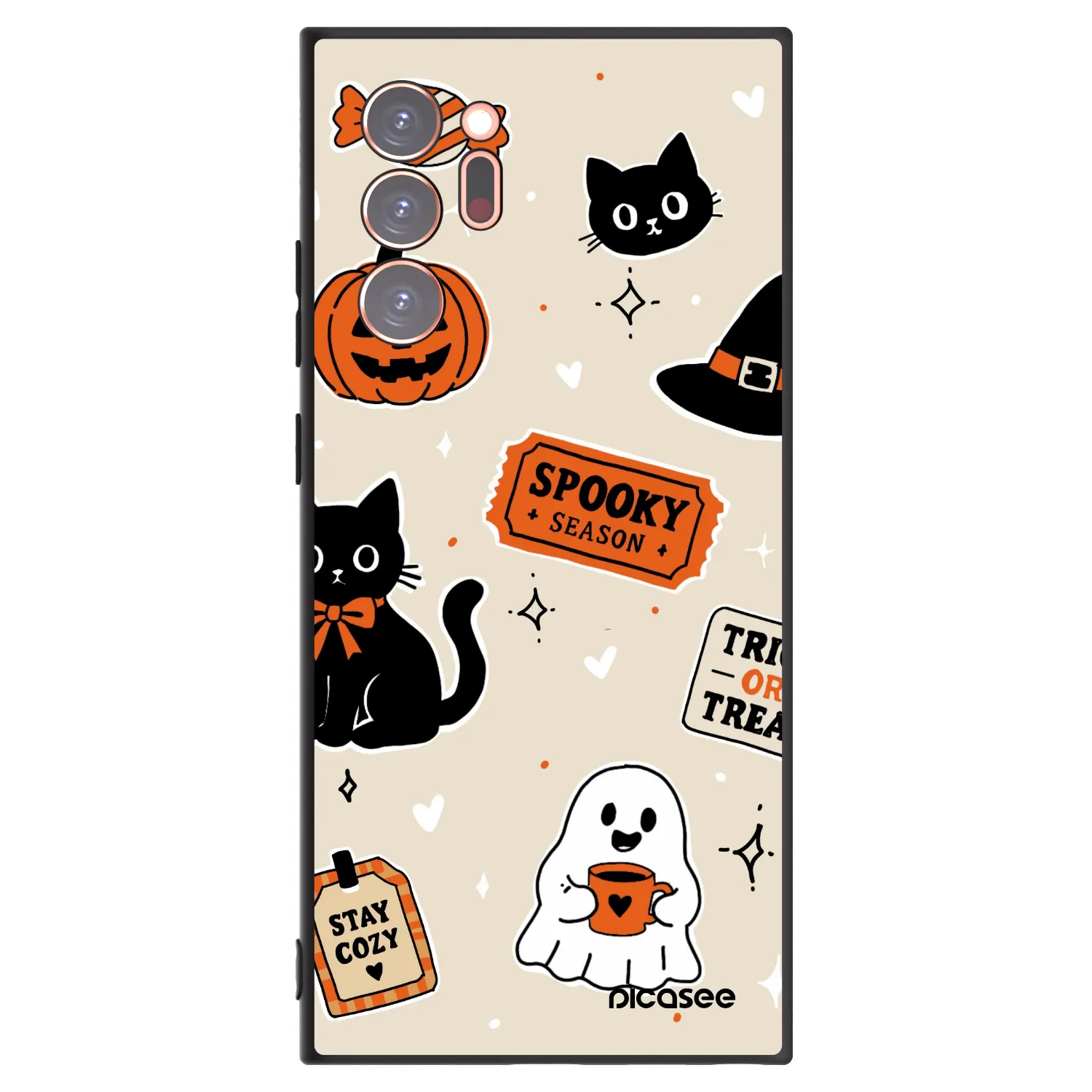 Picasee crna silikonska maskica za Samsung Galaxy Note 20 Ultra - Halloween stickers