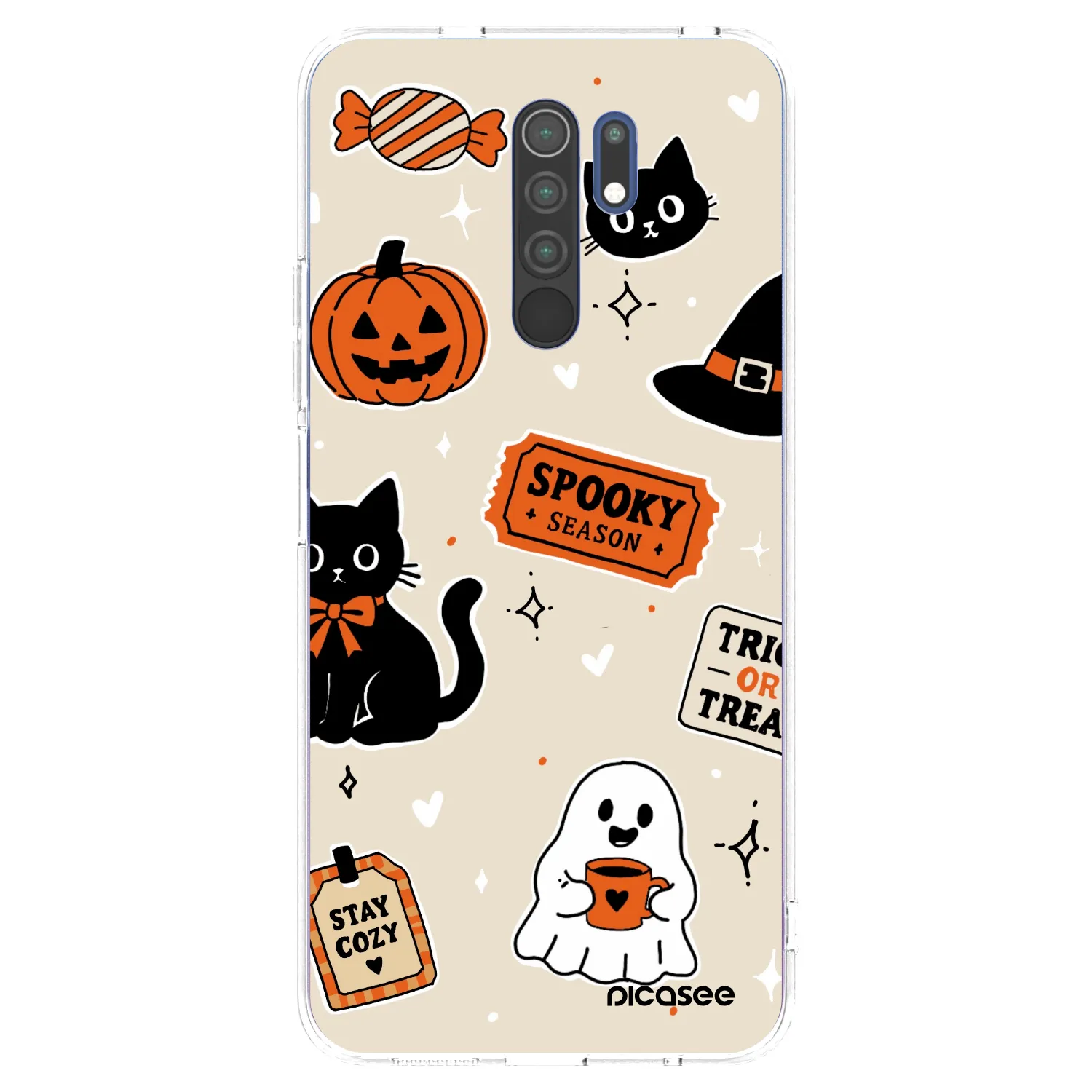 Picasee silikonska prozirna maskica za Xiaomi Redmi 9 - Halloween stickers