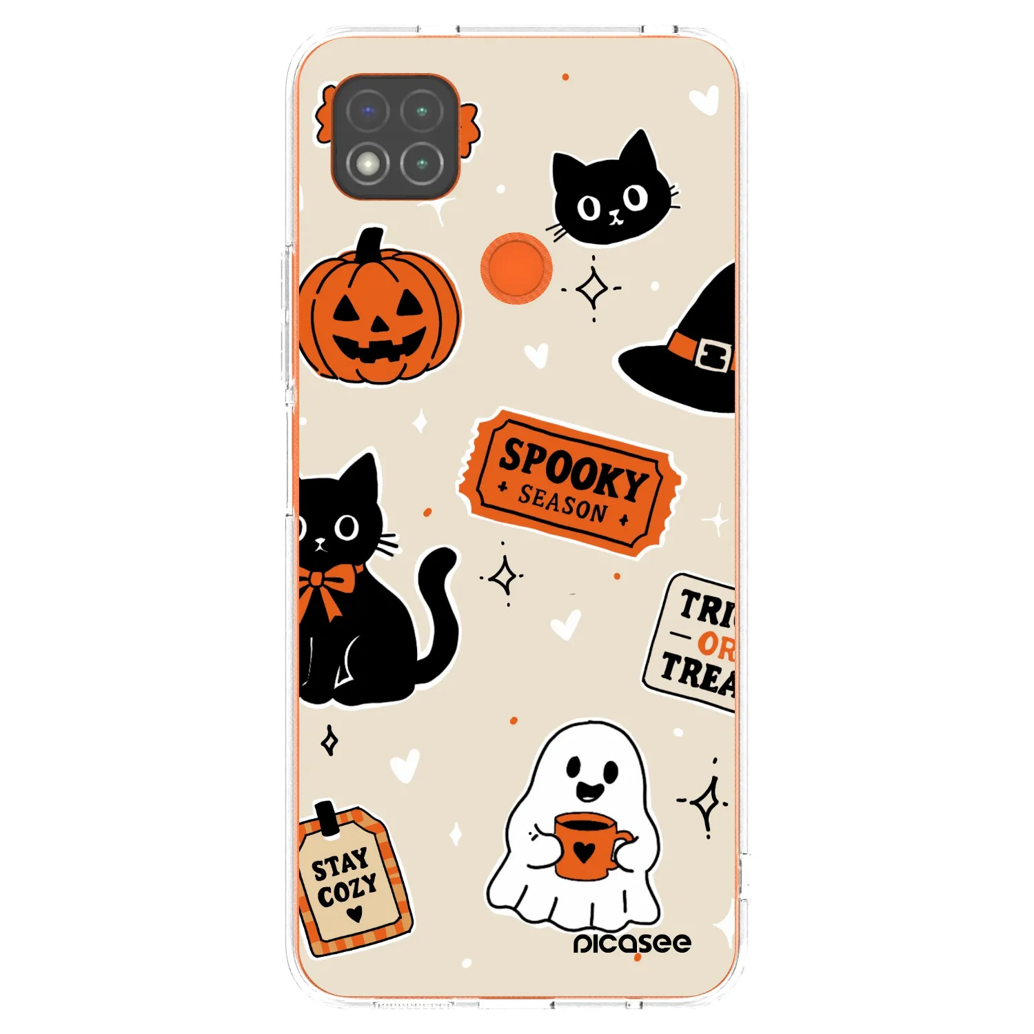 Picasee silikonska prozirna maskica za Xiaomi Redmi 9C - Halloween stickers