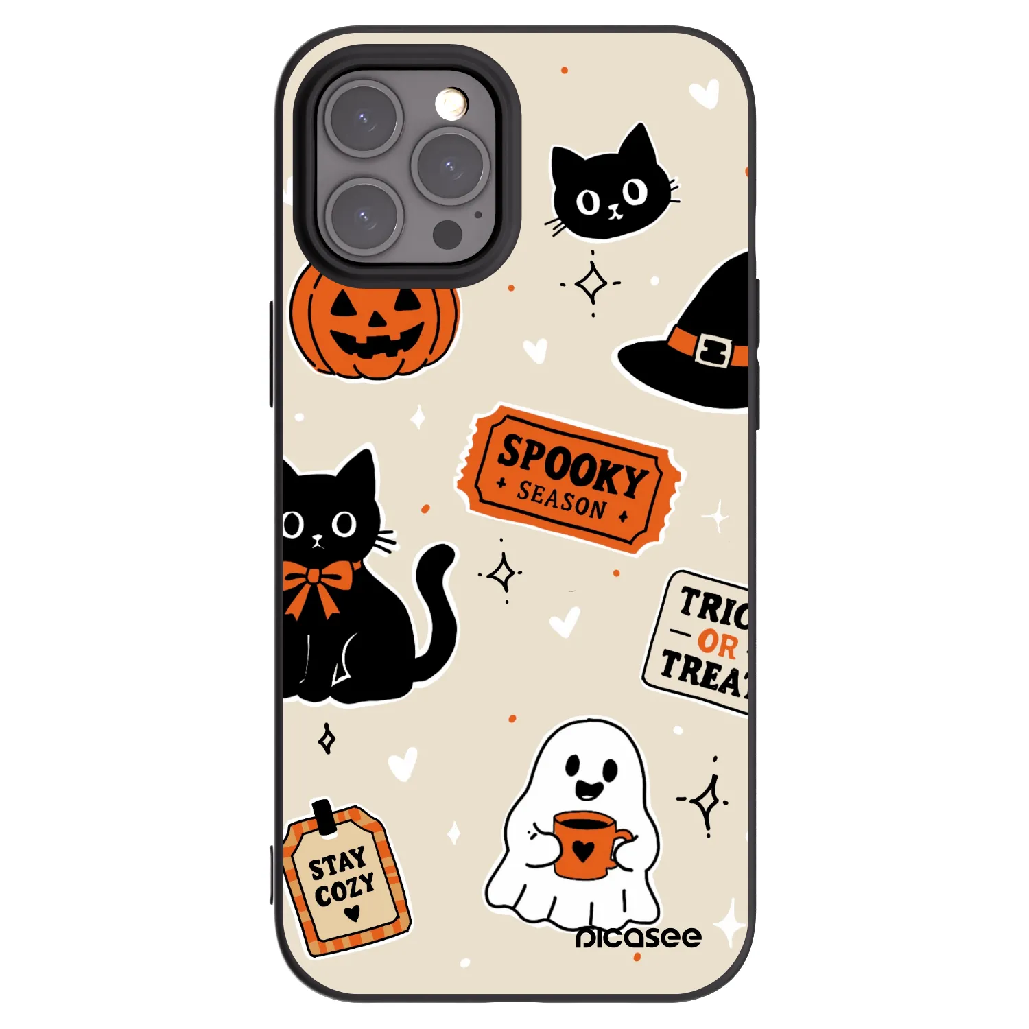 Picasee crna silikonska maskica za Apple iPhone 12 Pro Max - Halloween stickers