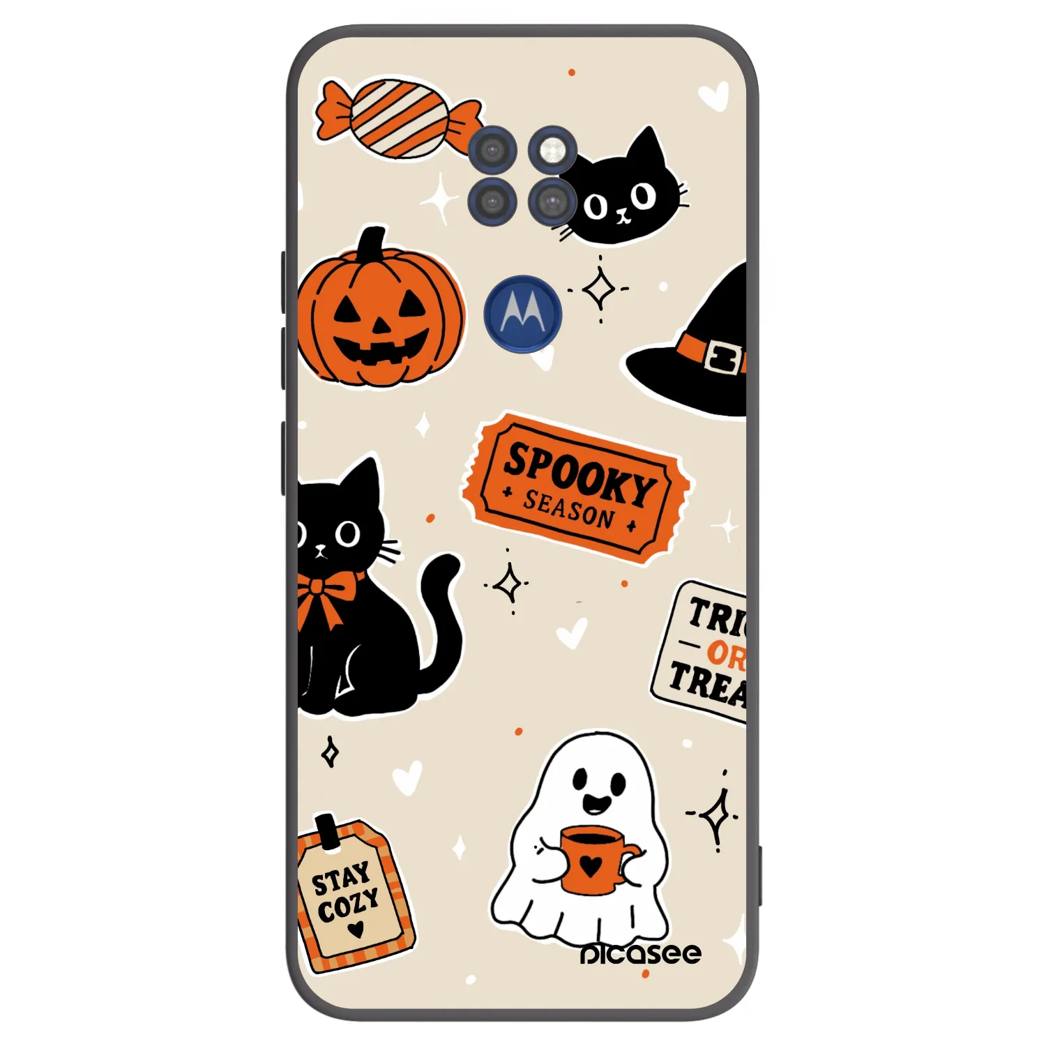 Picasee crna silikonska maskica za Motorola Moto G9 Play - Halloween stickers