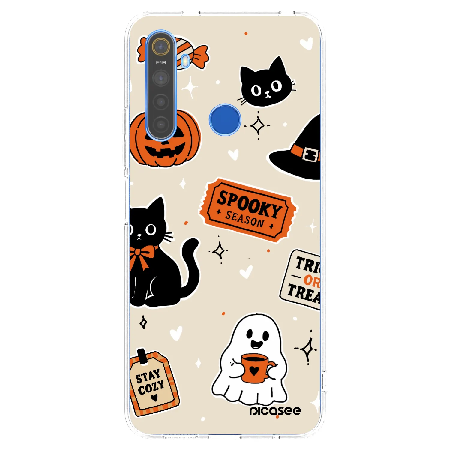 Picasee silikonska prozirna maskica za Realme 5 - Halloween stickers