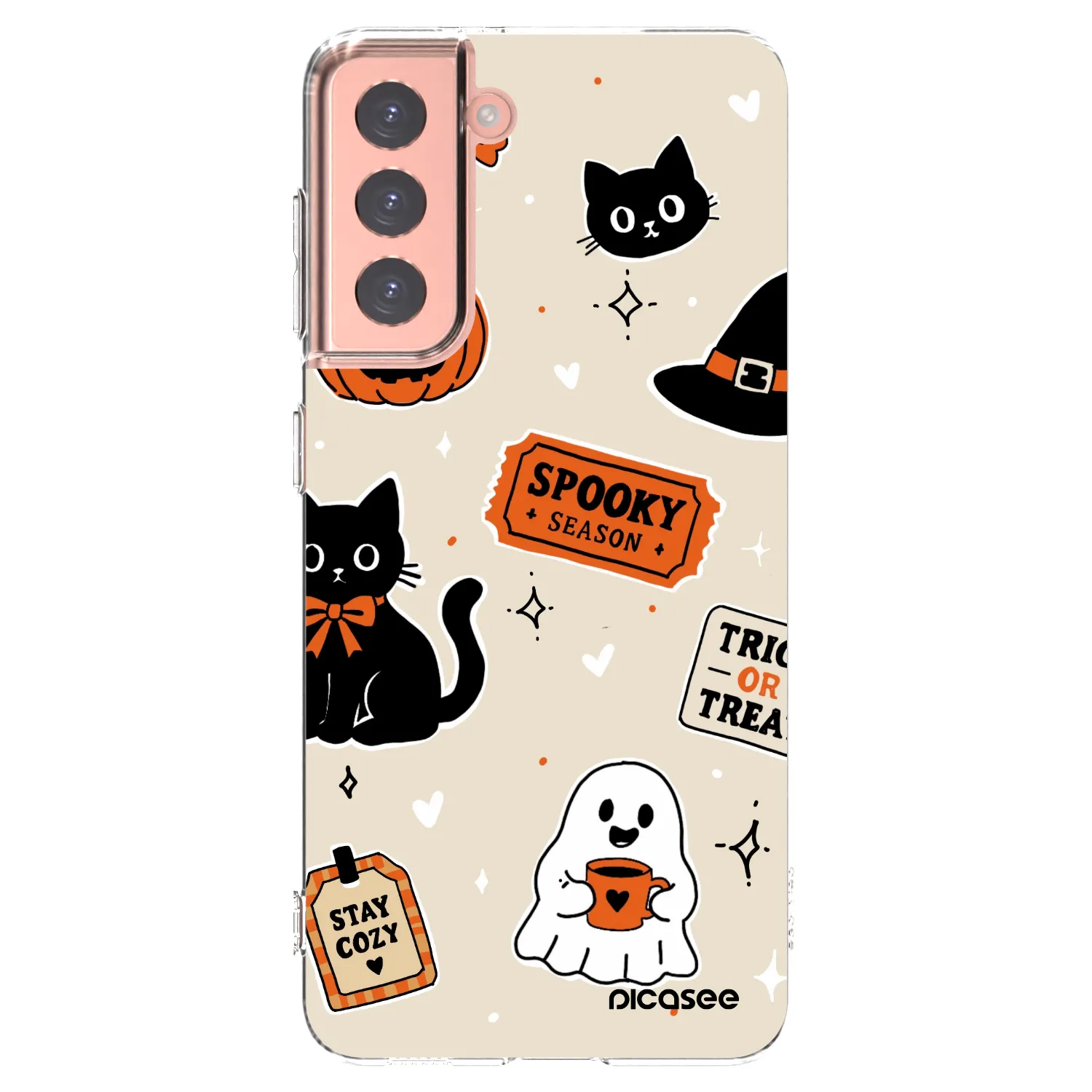 Picasee silikonska prozirna maskica za Samsung Galaxy S21 5G G991B - Halloween stickers