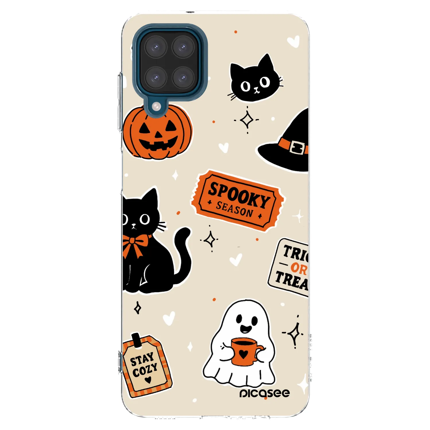 Picasee silikonska prozirna maskica za Samsung Galaxy A12 A125F - Halloween stickers