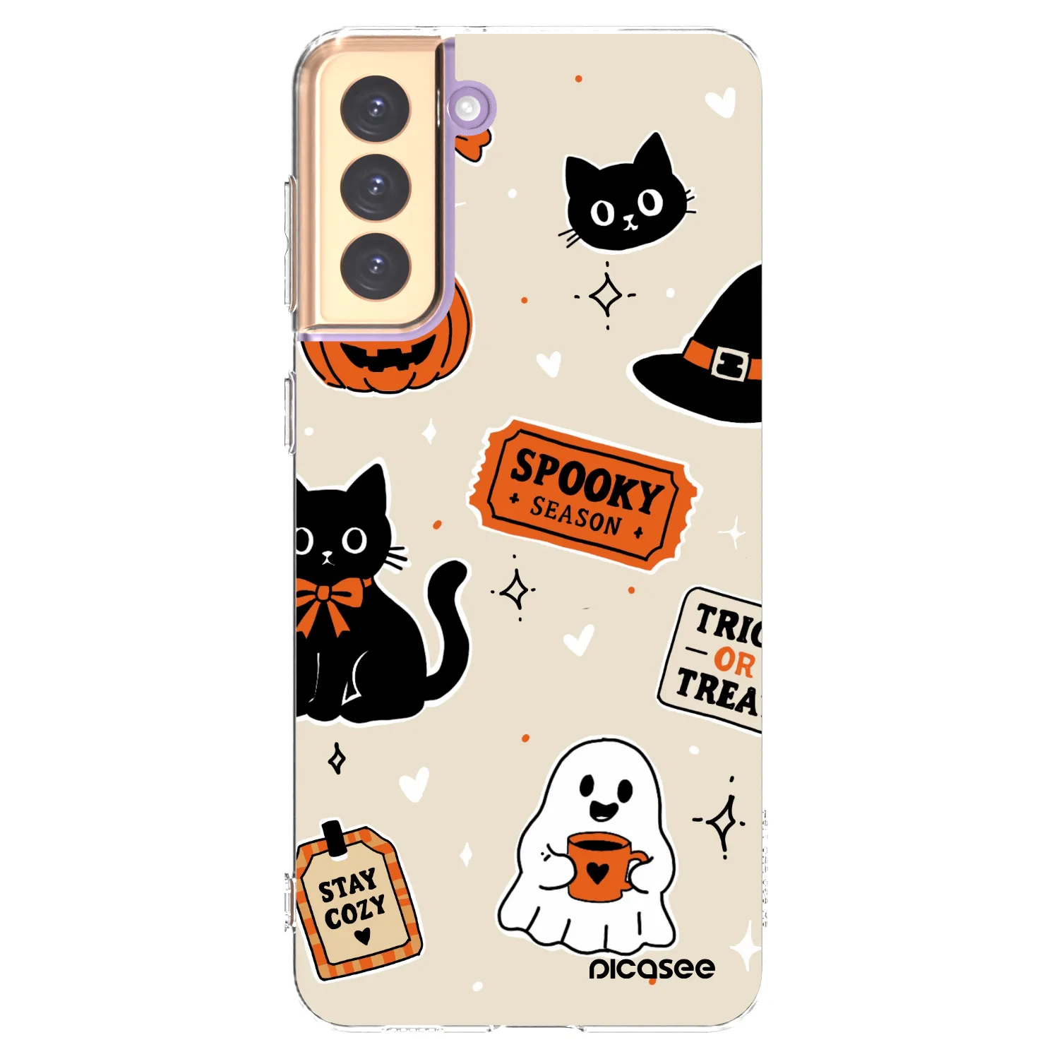 Picasee silikonska prozirna maskica za Samsung Galaxy S21+ 5G G996F - Halloween stickers