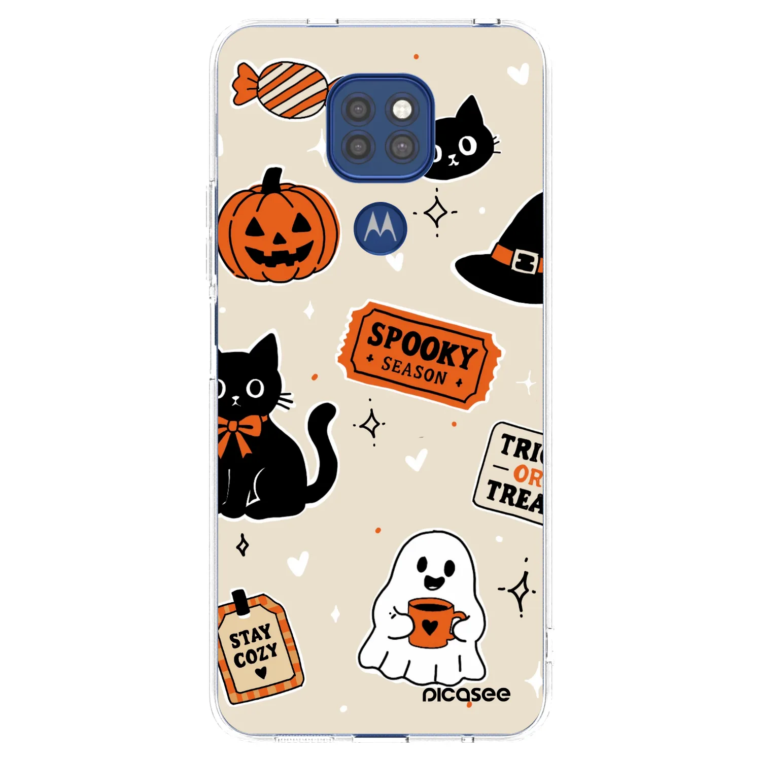 Picasee silikonska prozirna maskica za Motorola Moto G9 Play - Halloween stickers