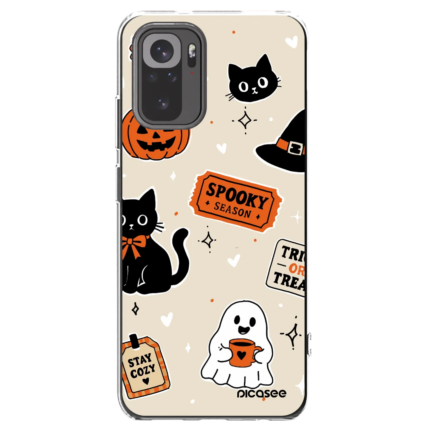 Picasee silikonska prozirna maskica za Xiaomi Redmi Note 10 - Halloween stickers