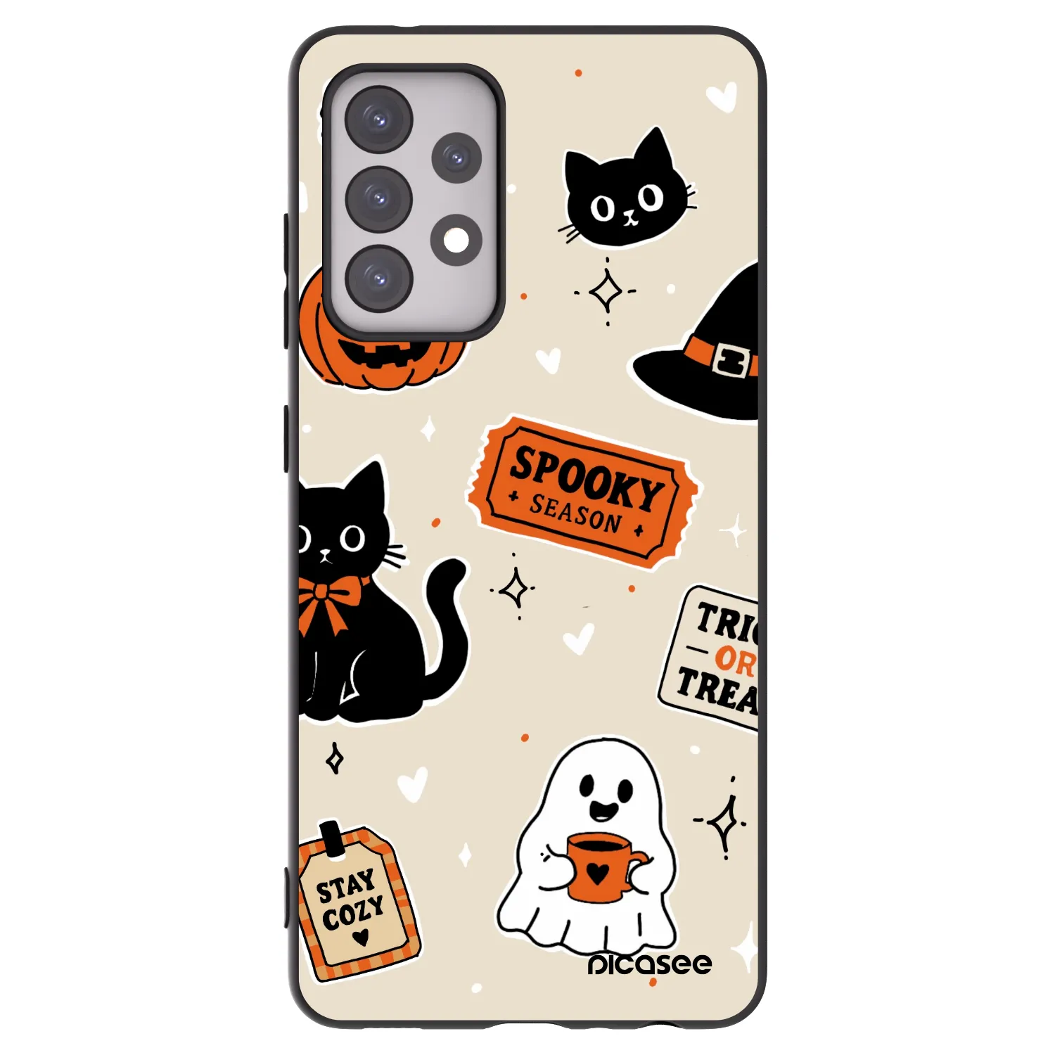 Picasee crna silikonska maskica za Samsung Galaxy A52 5G A525F - Halloween stickers
