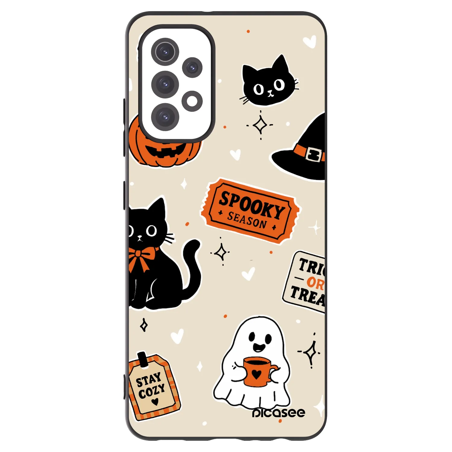 Picasee crna silikonska maskica za Samsung Galaxy A32 5G A326B - Halloween stickers