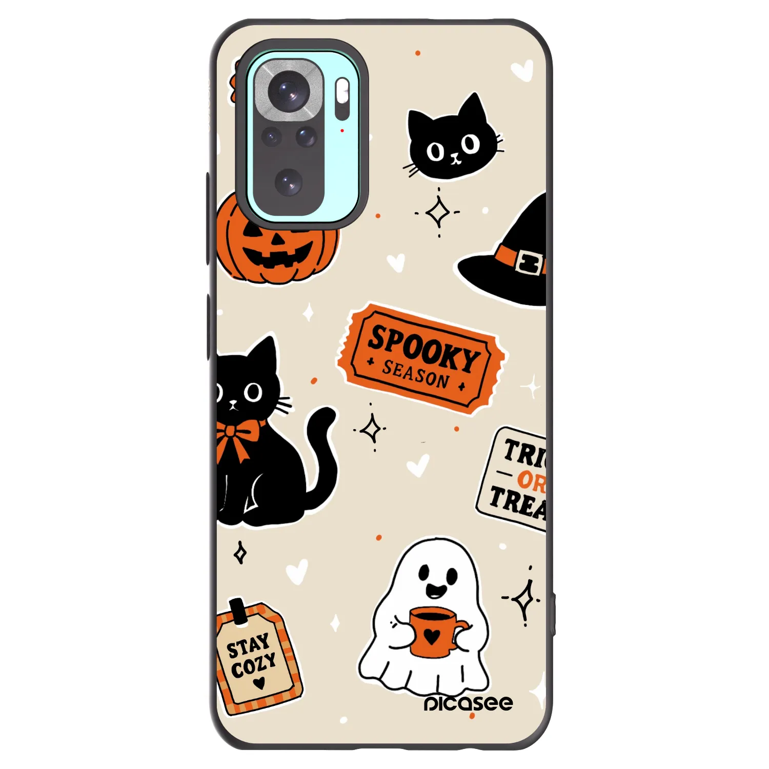 Picasee crna silikonska maskica za Xiaomi Redmi Note 10 Pro - Halloween stickers