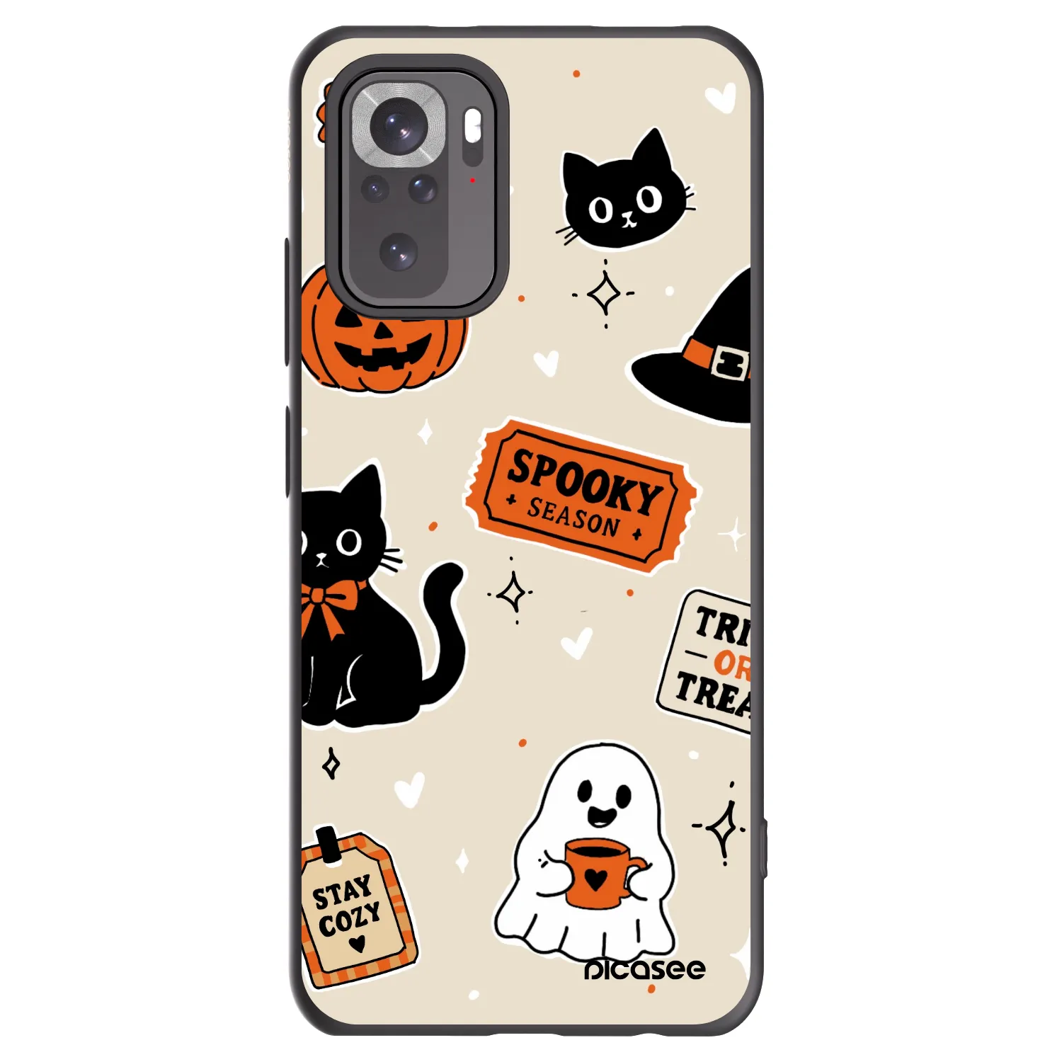 Picasee crna silikonska maskica za Xiaomi Redmi Note 10S - Halloween stickers