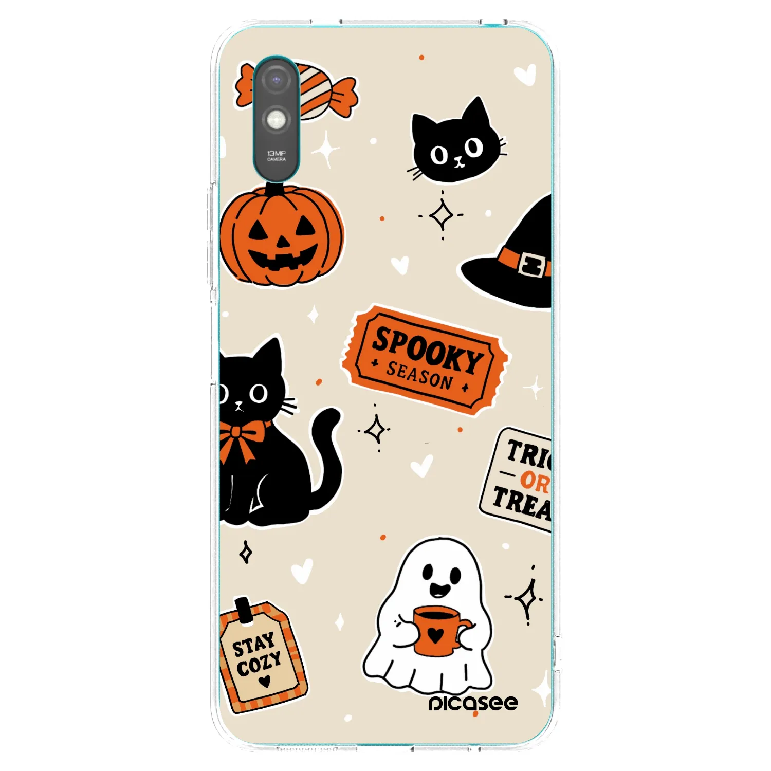 Picasee silikonska prozirna maskica za Xiaomi Redmi 9AT - Halloween stickers