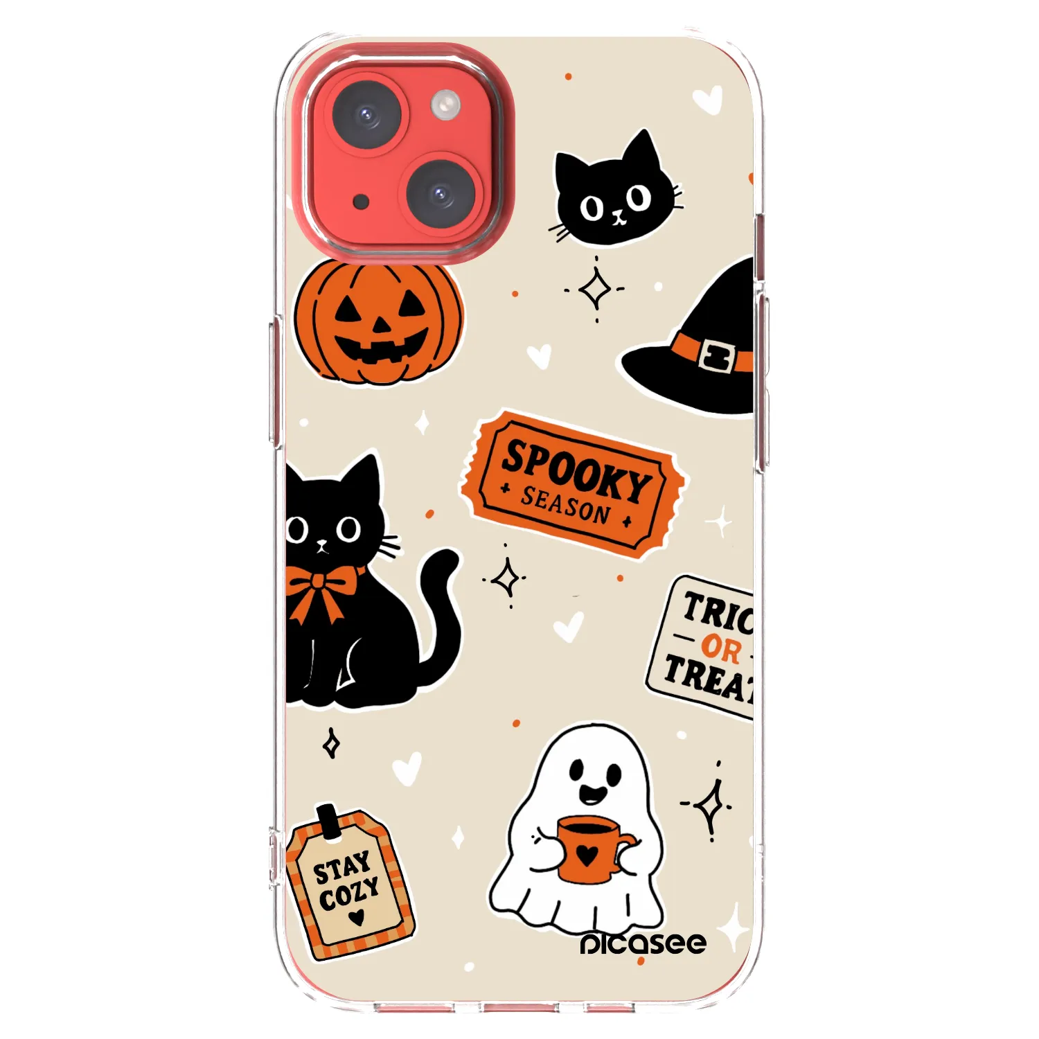 Picasee silikonska prozirna maskica za Apple iPhone 13 - Halloween stickers