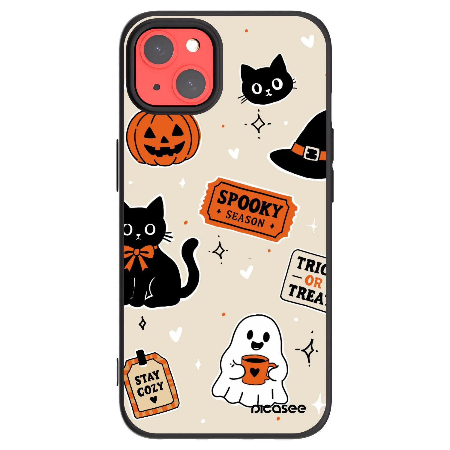 Picasee crna silikonska maskica za Apple iPhone 13 - Halloween stickers