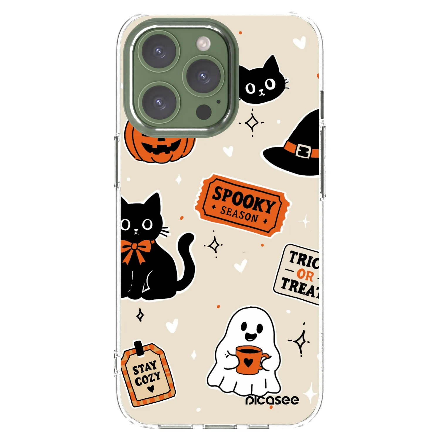 Picasee silikonska prozirna maskica za Apple iPhone 13 Pro - Halloween stickers