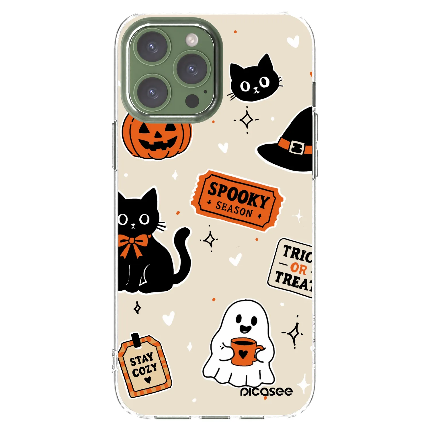 Picasee silikonska prozirna maskica za Apple iPhone 13 Pro Max - Halloween stickers