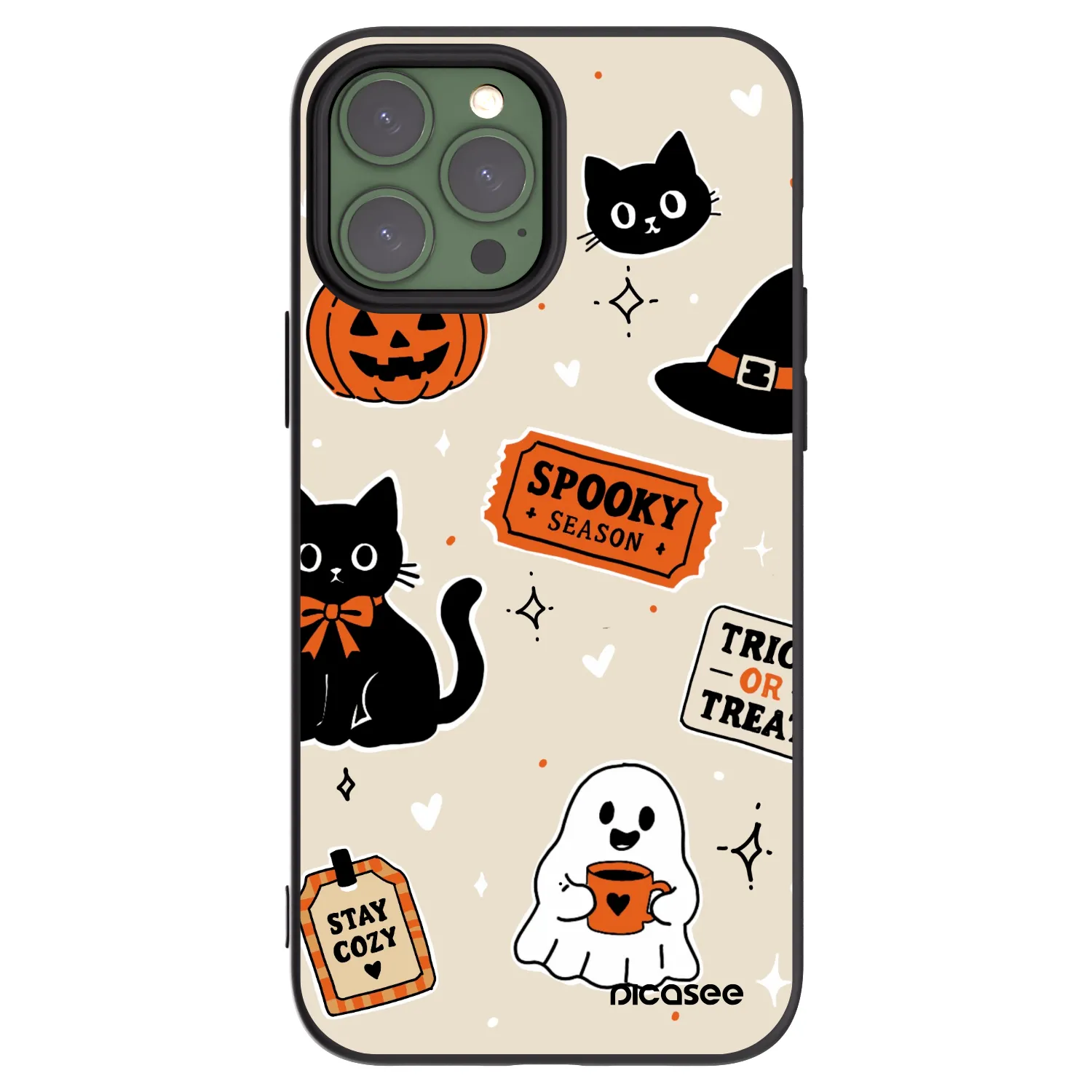 Picasee crna silikonska maskica za Apple iPhone 13 Pro Max - Halloween stickers