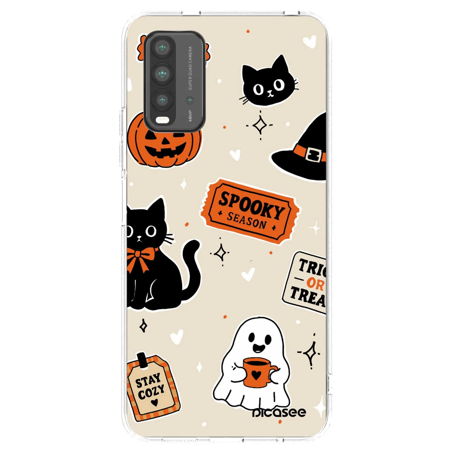 Picasee crna silikonska maskica za Xiaomi Redmi 9T - Halloween stickers
