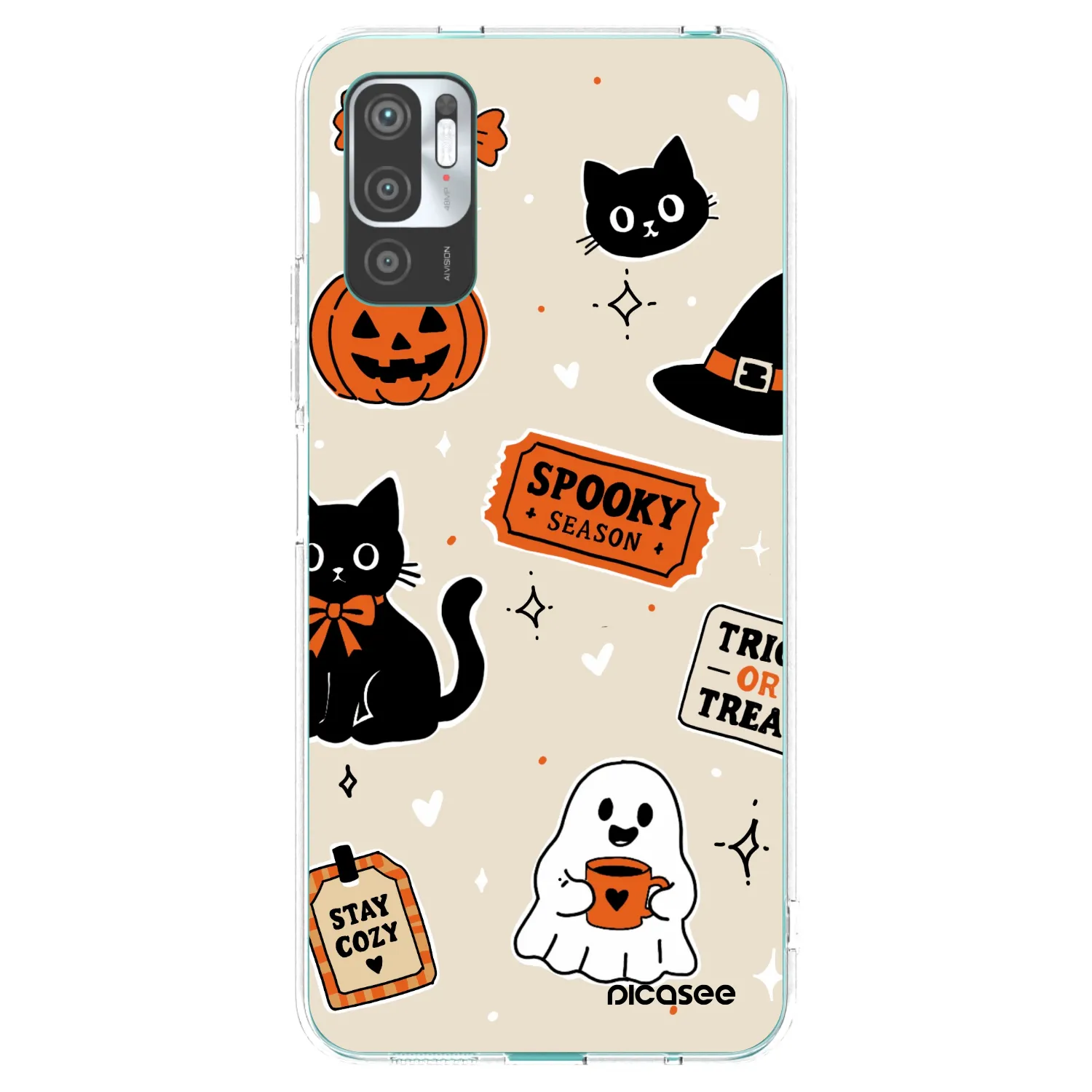 Picasee silikonska prozirna maskica za Xiaomi Redmi Note 10 5G - Halloween stickers