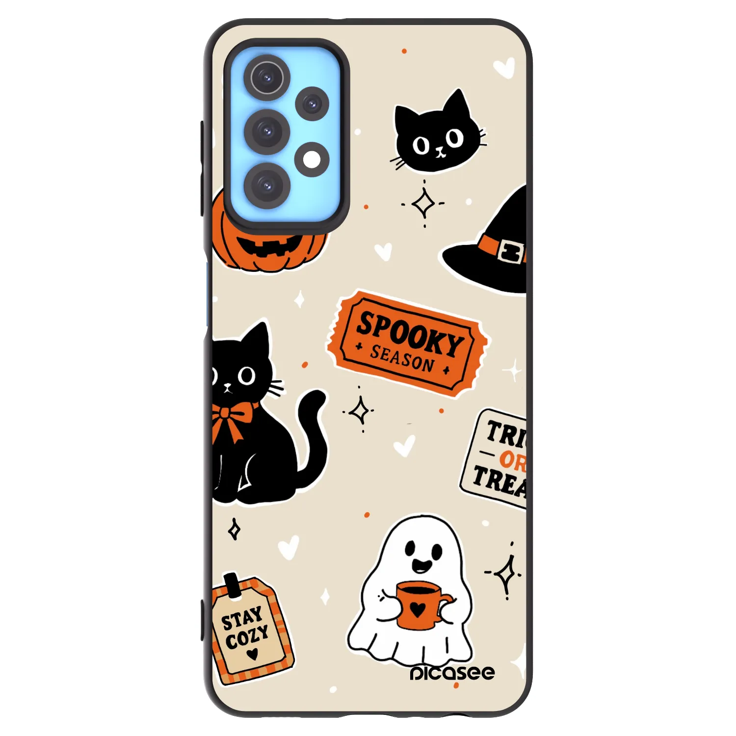 Picasee crna silikonska maskica za Samsung Galaxy A32 4G SM-A325F - Halloween stickers