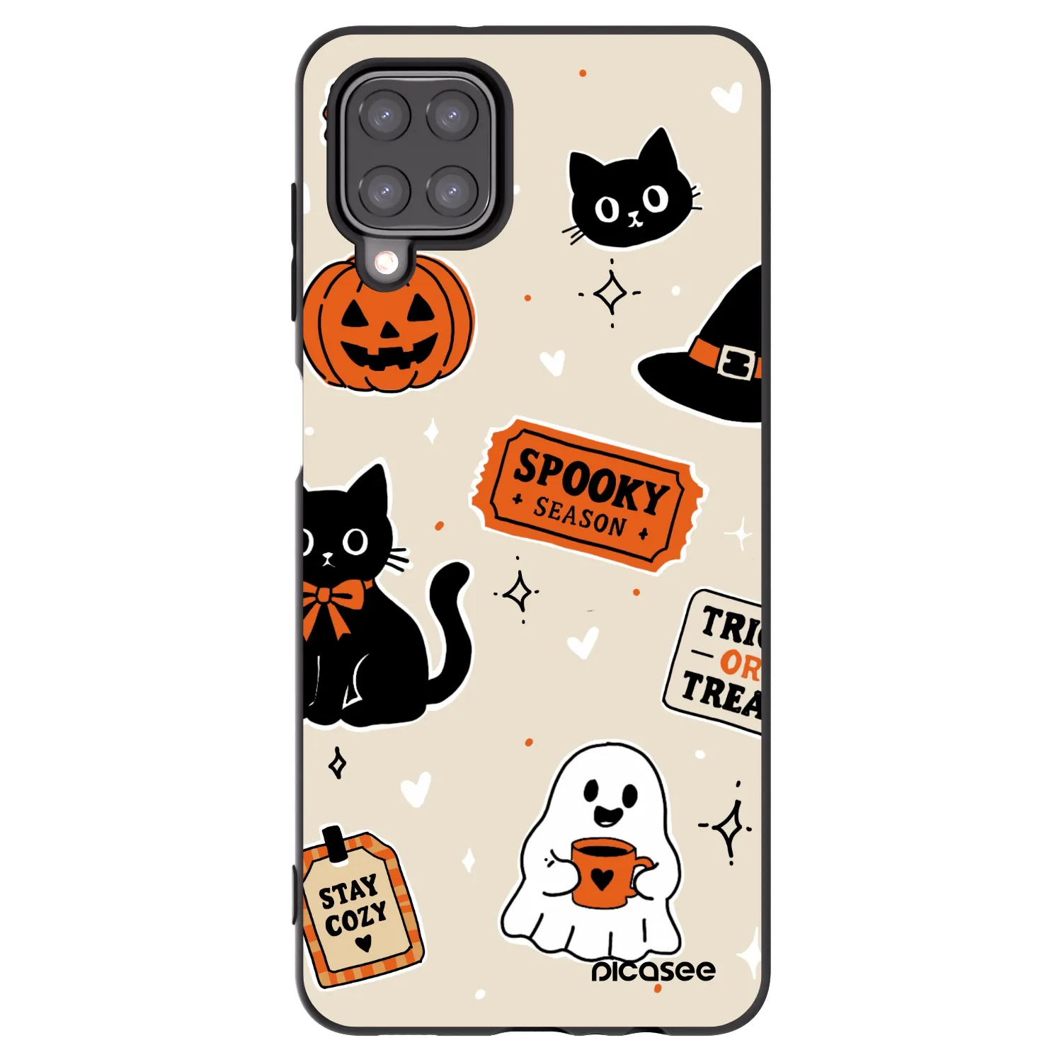 Picasee crna silikonska maskica za Samsung Galaxy M12 M127F - Halloween stickers