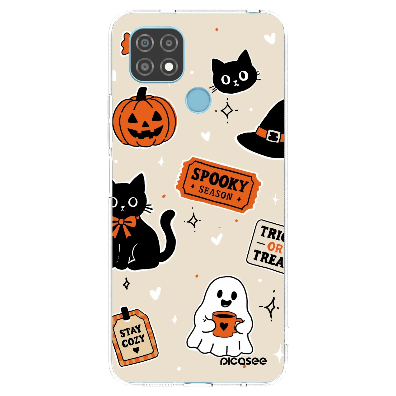 Picasee silikonska prozirna maskica za Realme C21 - Halloween stickers