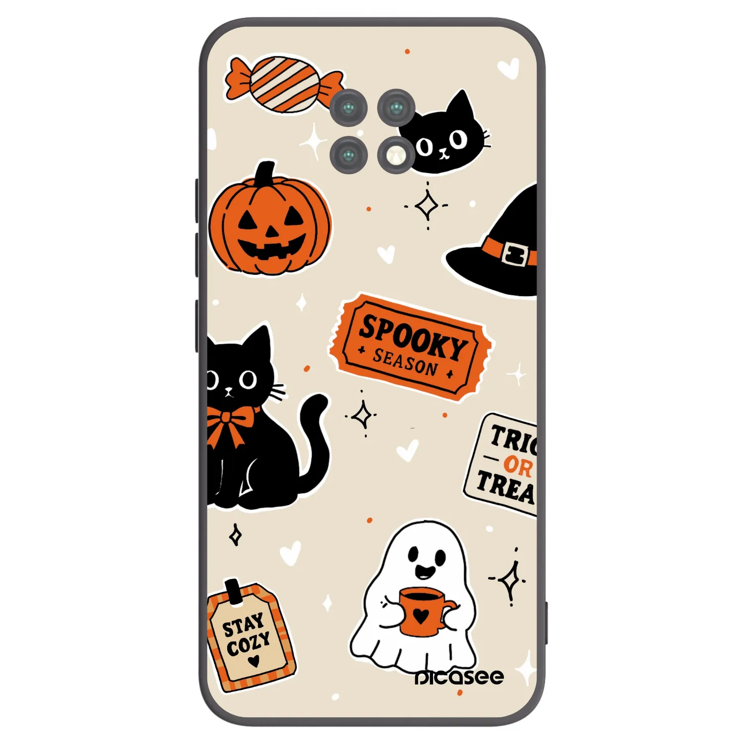 Picasee crna silikonska maskica za Xiaomi Redmi Note 9T - Halloween stickers
