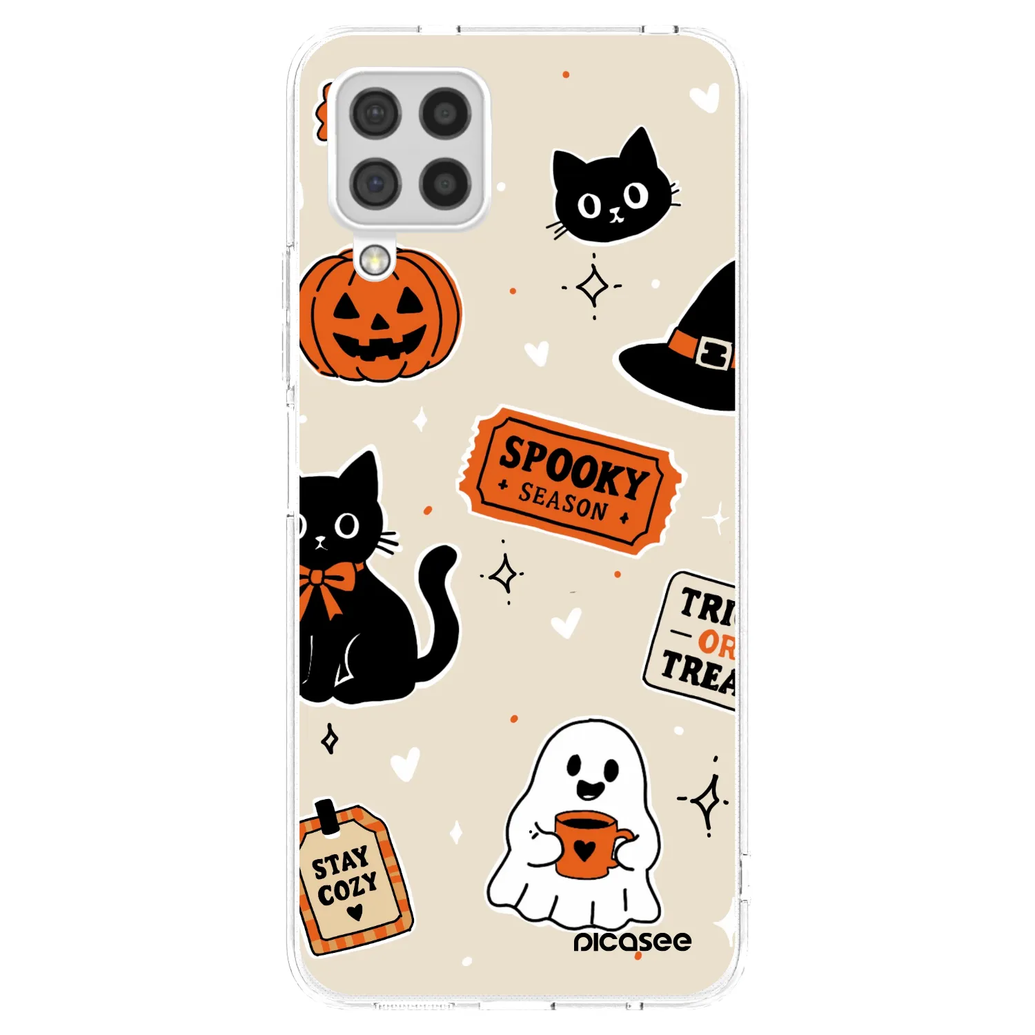 Picasee silikonska prozirna maskica za Samsung Galaxy A22 A225F 4G - Halloween stickers