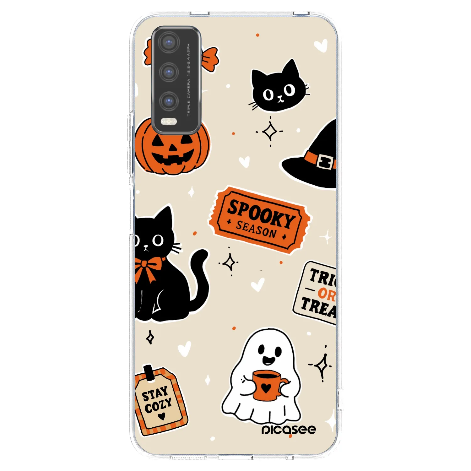 Picasee silikonska prozirna maskica za Vivo Y20s - Halloween stickers