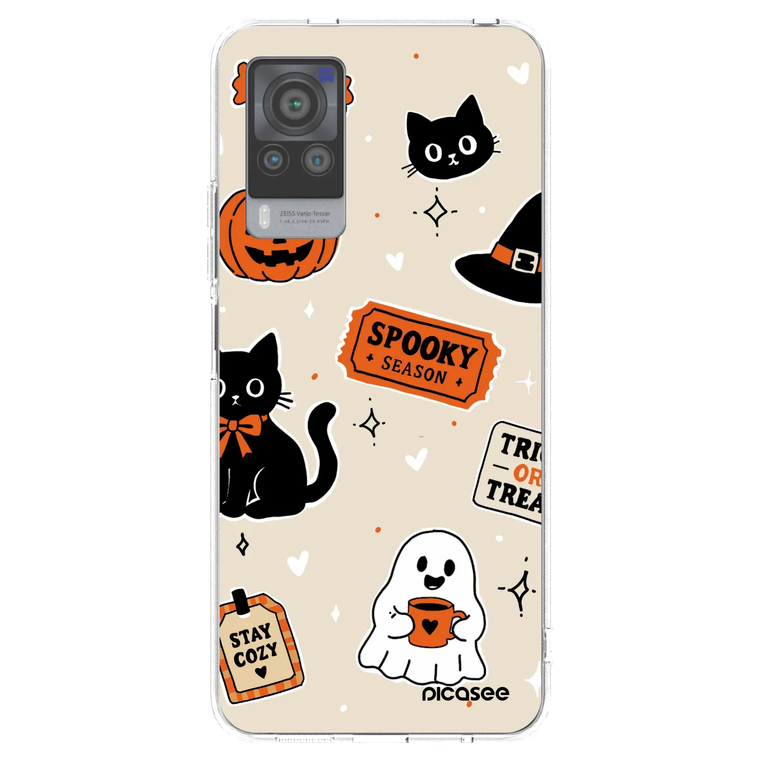 Picasee silikonska prozirna maskica za Vivo X60 Pro 5G - Halloween stickers