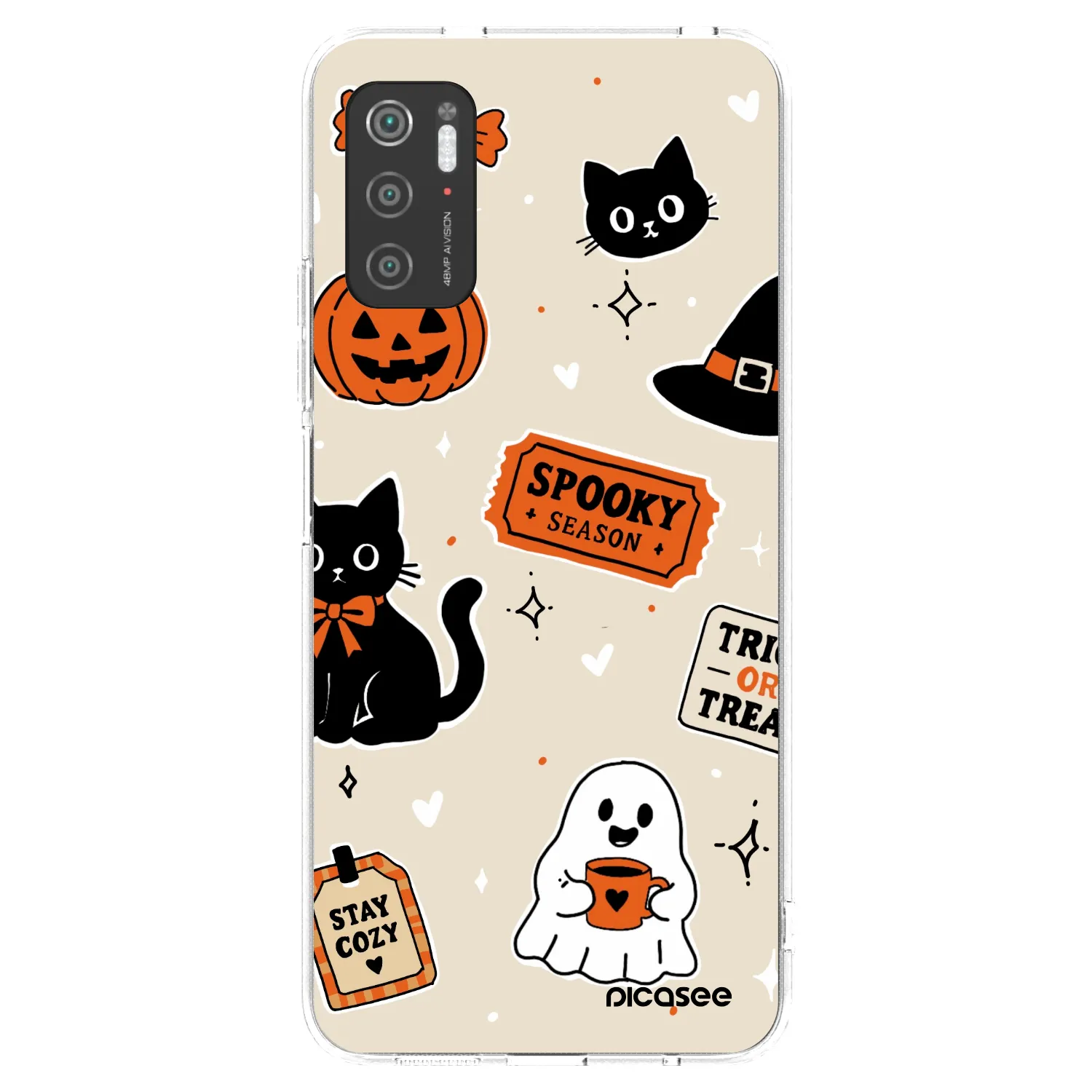 Picasee silikonska prozirna maskica za Xiaomi Poco M3 Pro 5G - Halloween stickers