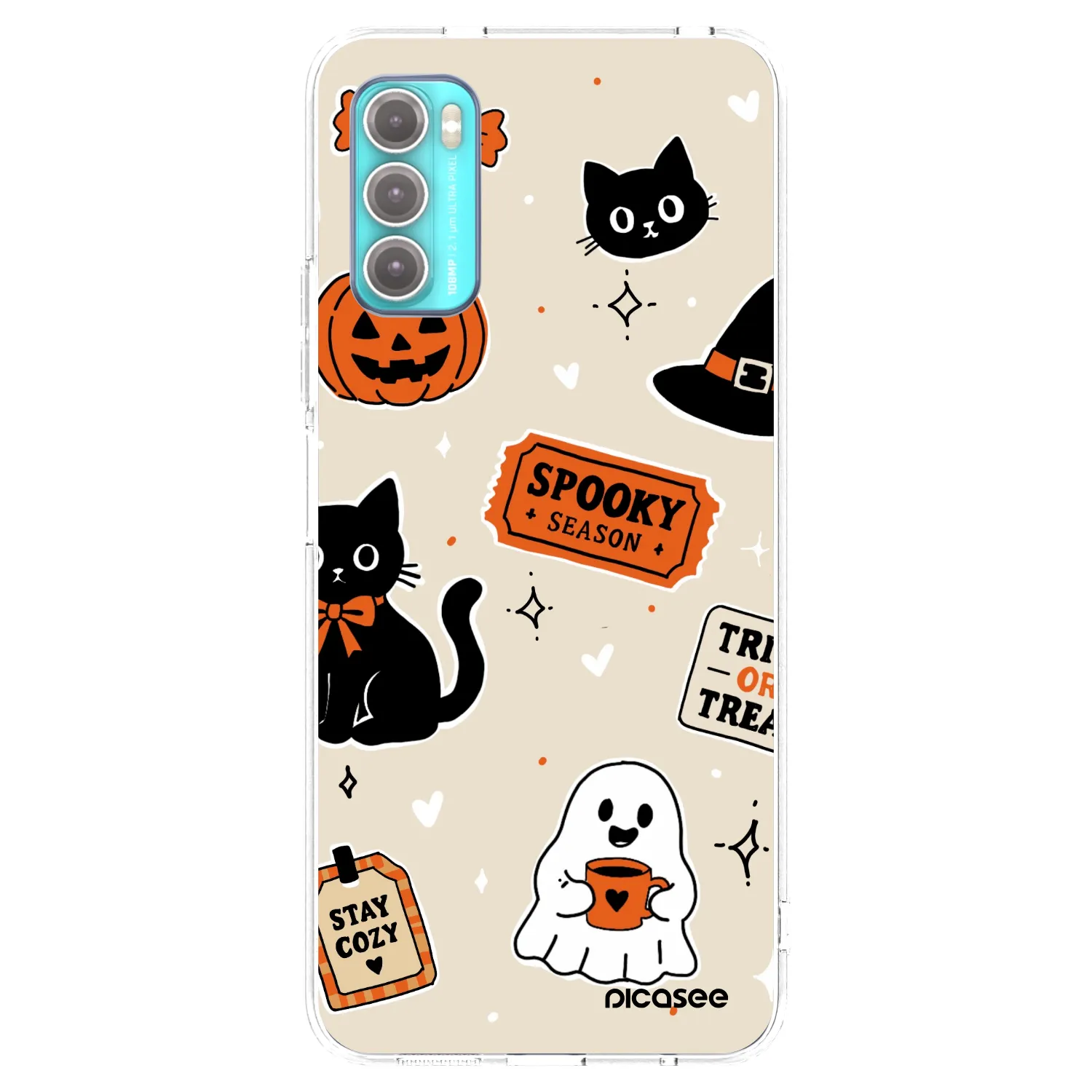 Picasee silikonska prozirna maskica za Motorola Moto G60 - Halloween stickers