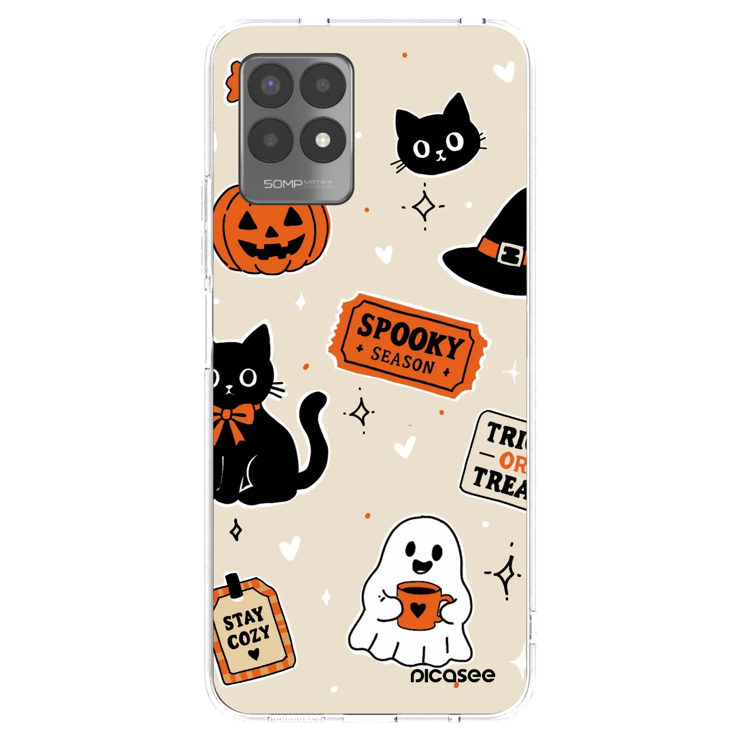 Picasee silikonska prozirna maskica za Realme 8i - Halloween stickers