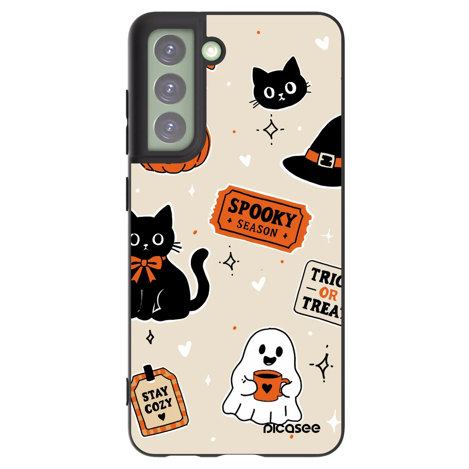 Picasee crna silikonska maskica za Samsung Galaxy S21 FE 5G - Halloween stickers