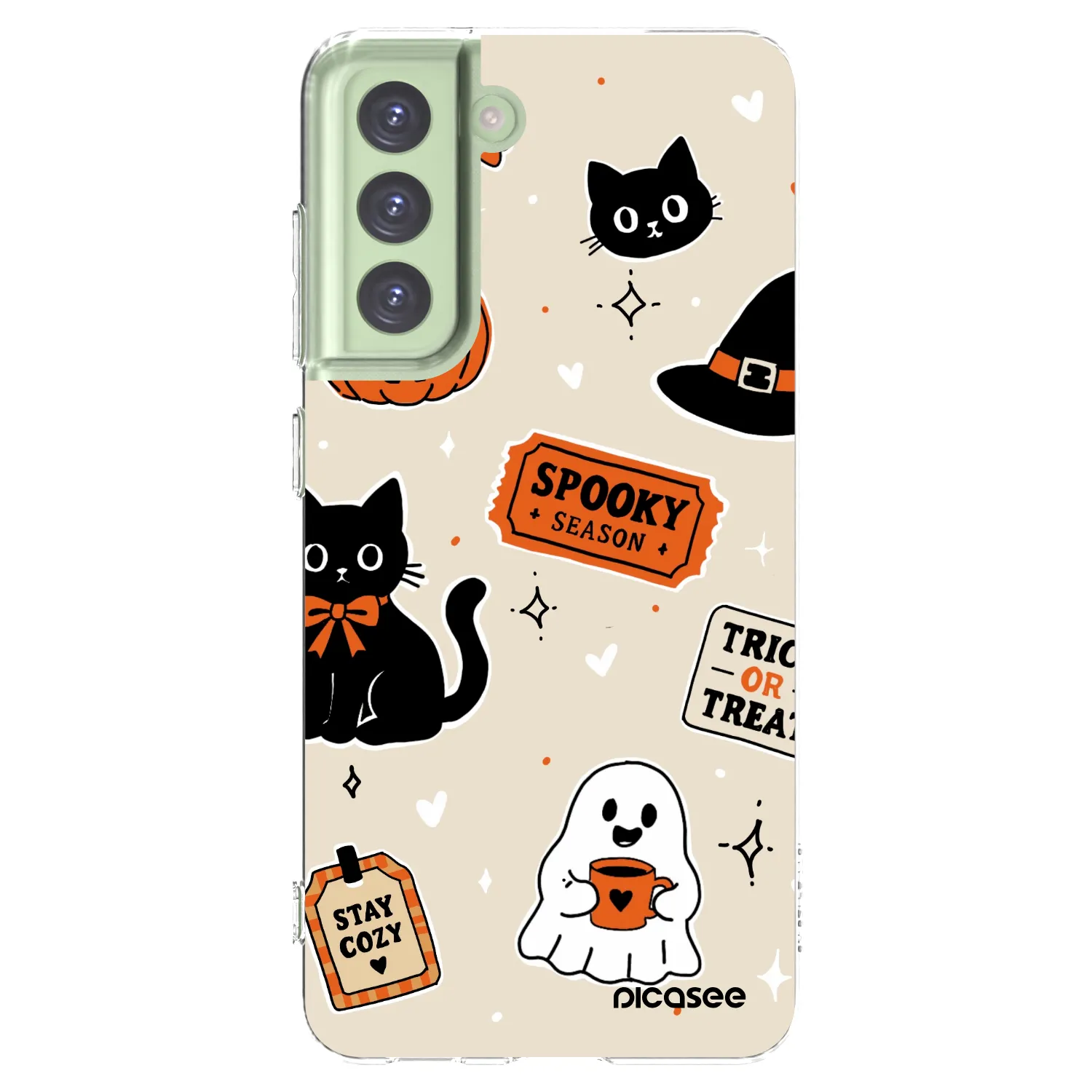 Picasee silikonska prozirna maskica za Samsung Galaxy S21 FE 5G - Halloween stickers