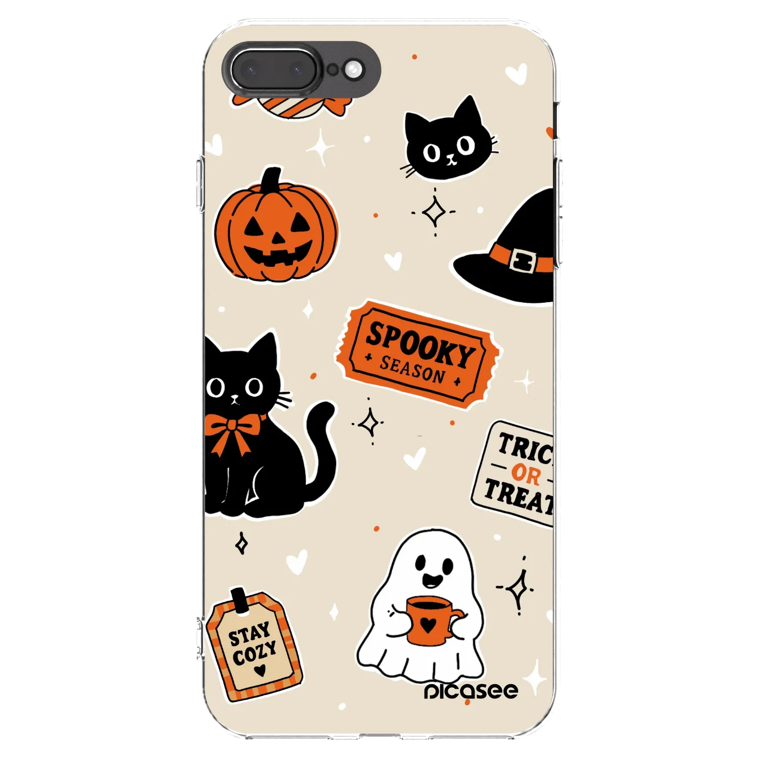 Picasee silikonska prozirna maskica za Apple iPhone 7 Plus - Halloween stickers