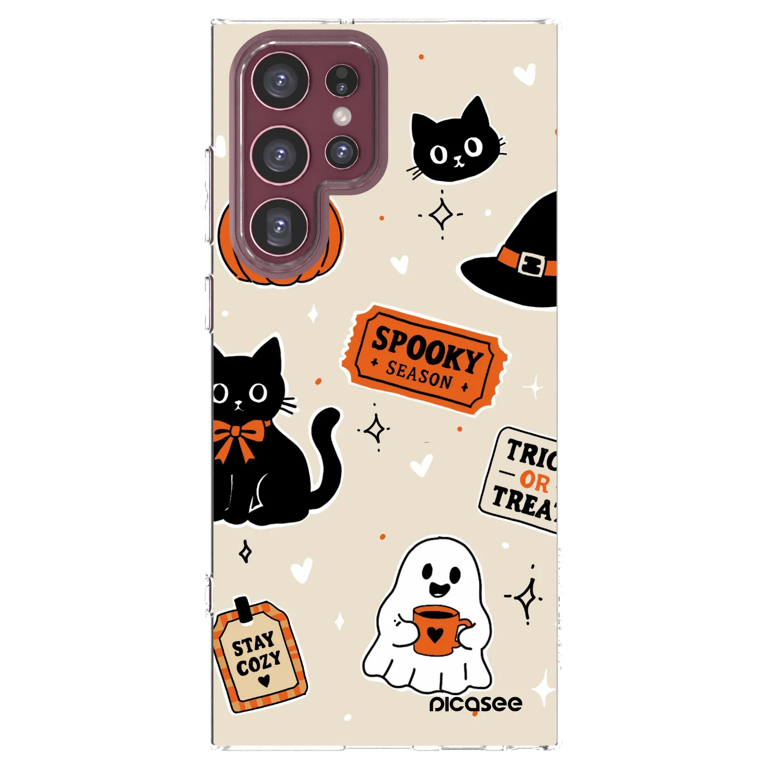 Picasee silikonska prozirna maskica za Samsung Galaxy S22 Ultra 5G - Halloween stickers
